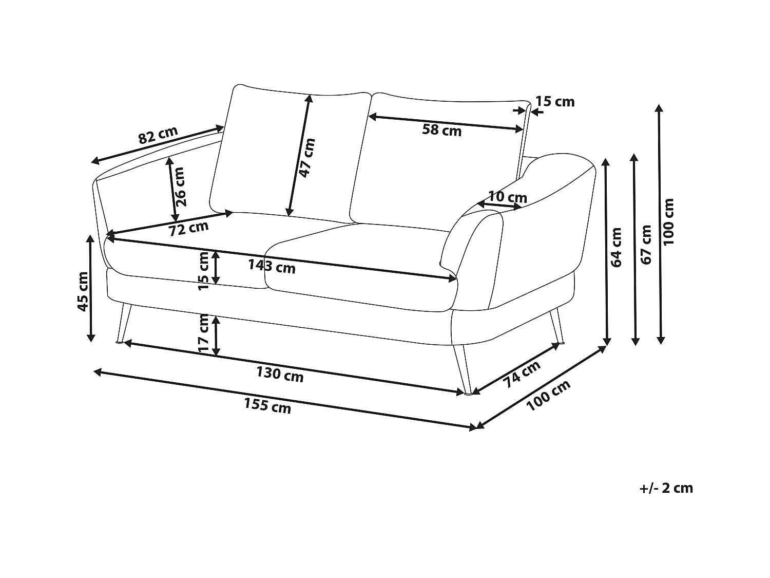 Canapé 2 places KJAER Tissu Blanc cassé