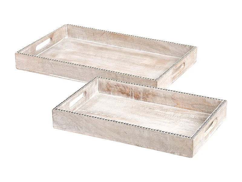 Lot de 2 plateaux de service QUENA Bois de manguier Marron clair