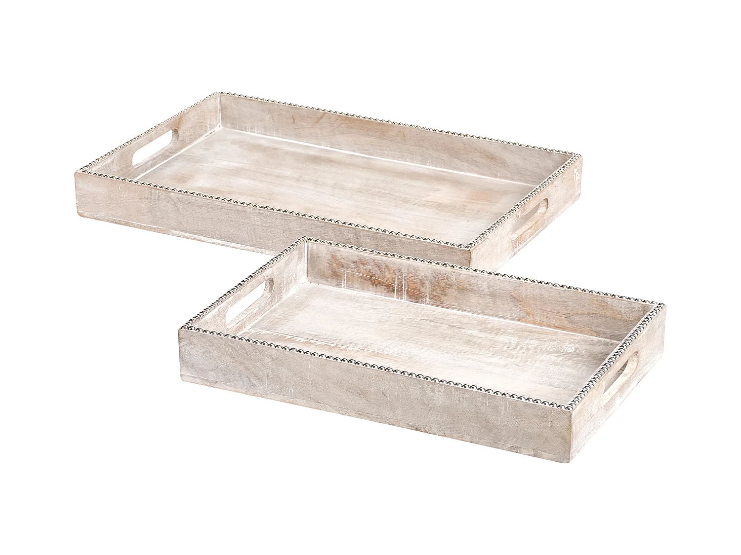 Lot de 2 plateaux de service QUENA Bois de manguier Marron clair