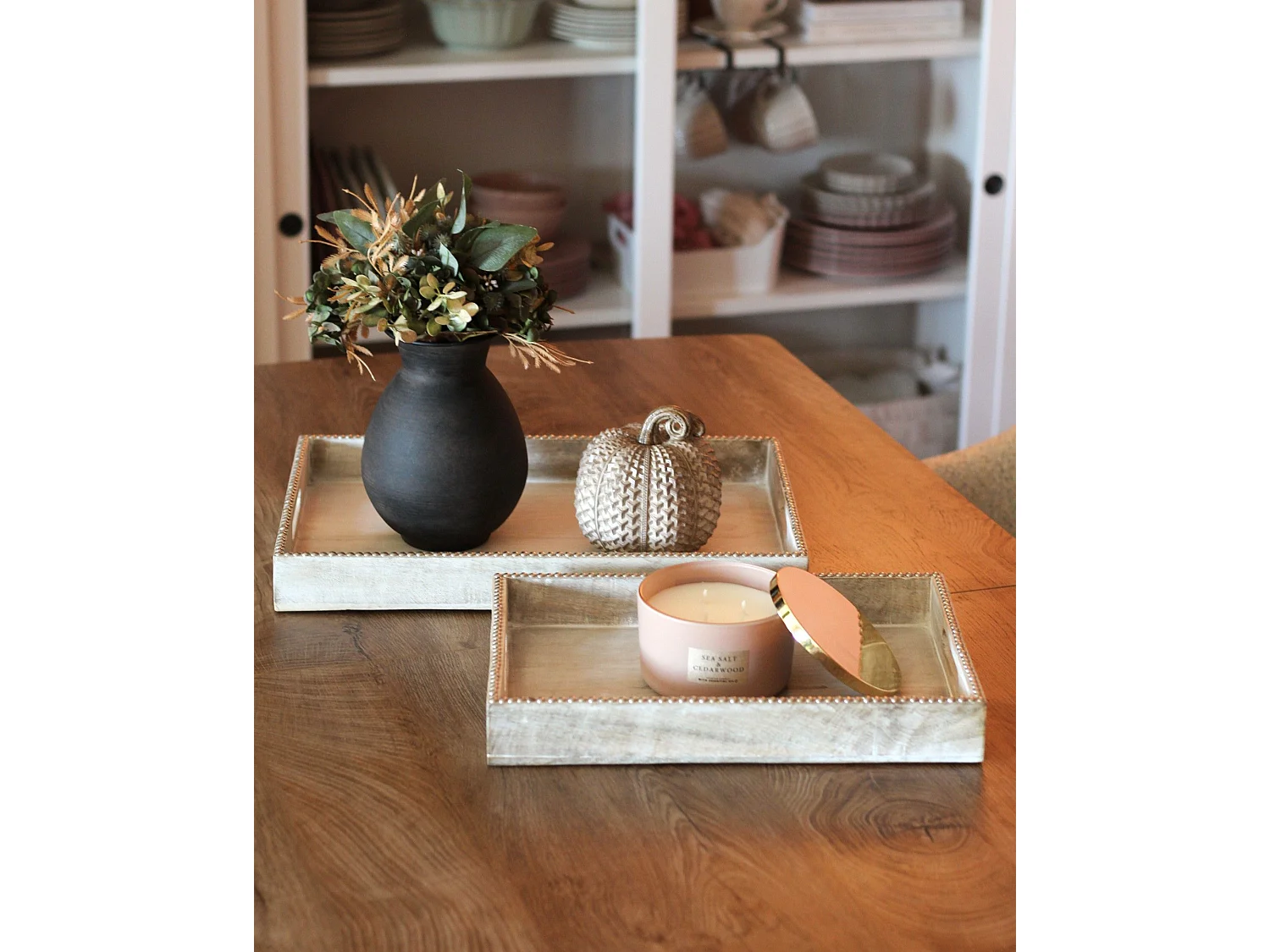 Set of 2 Serving Trays QUENA Mango Wood Light Brown