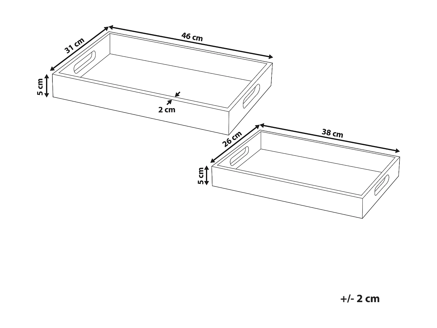 Lot de 2 plateaux de service QUENA Bois de manguier Marron clair