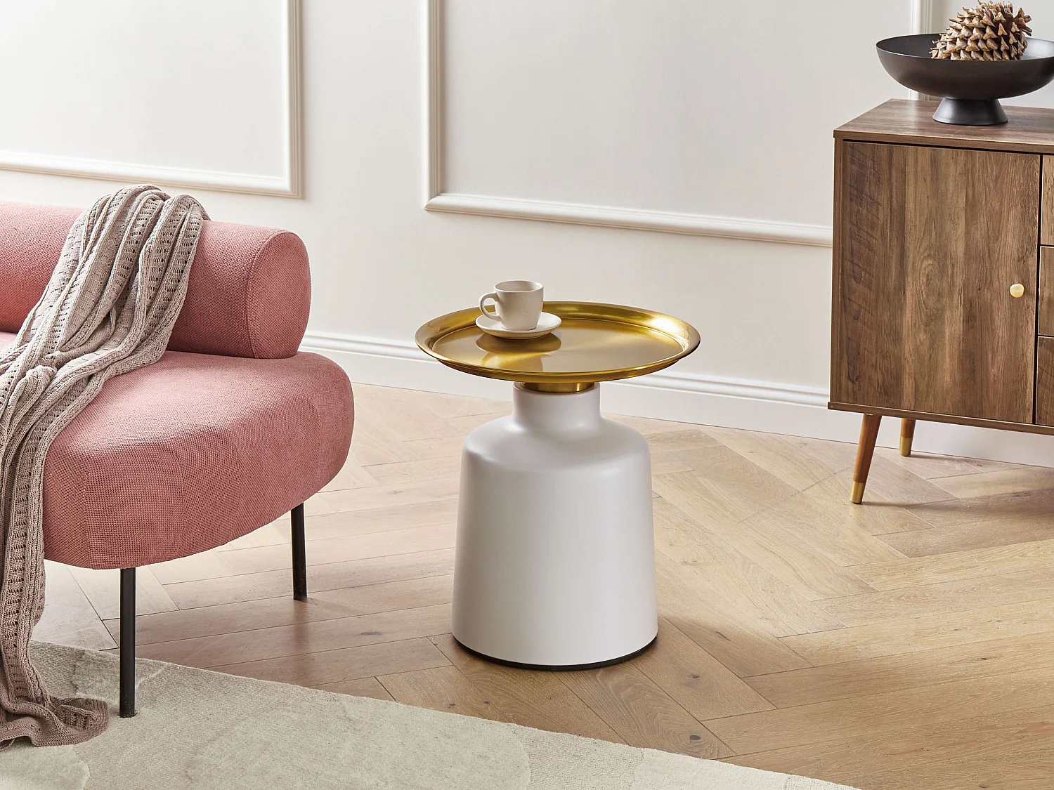 Table d\'appoint DOVE Métal Blanc/doré