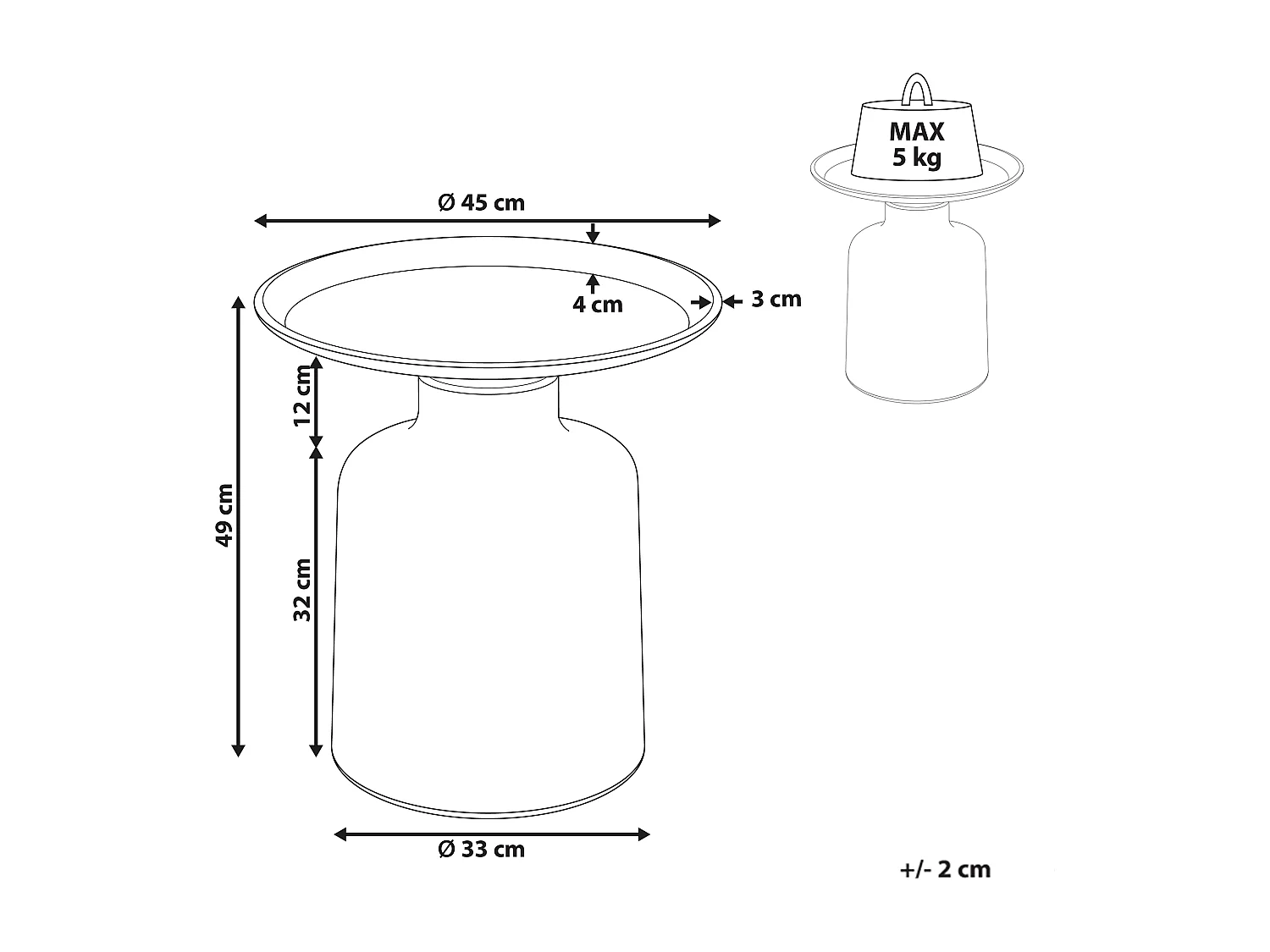 Table d\'appoint DOVE Métal Blanc/doré