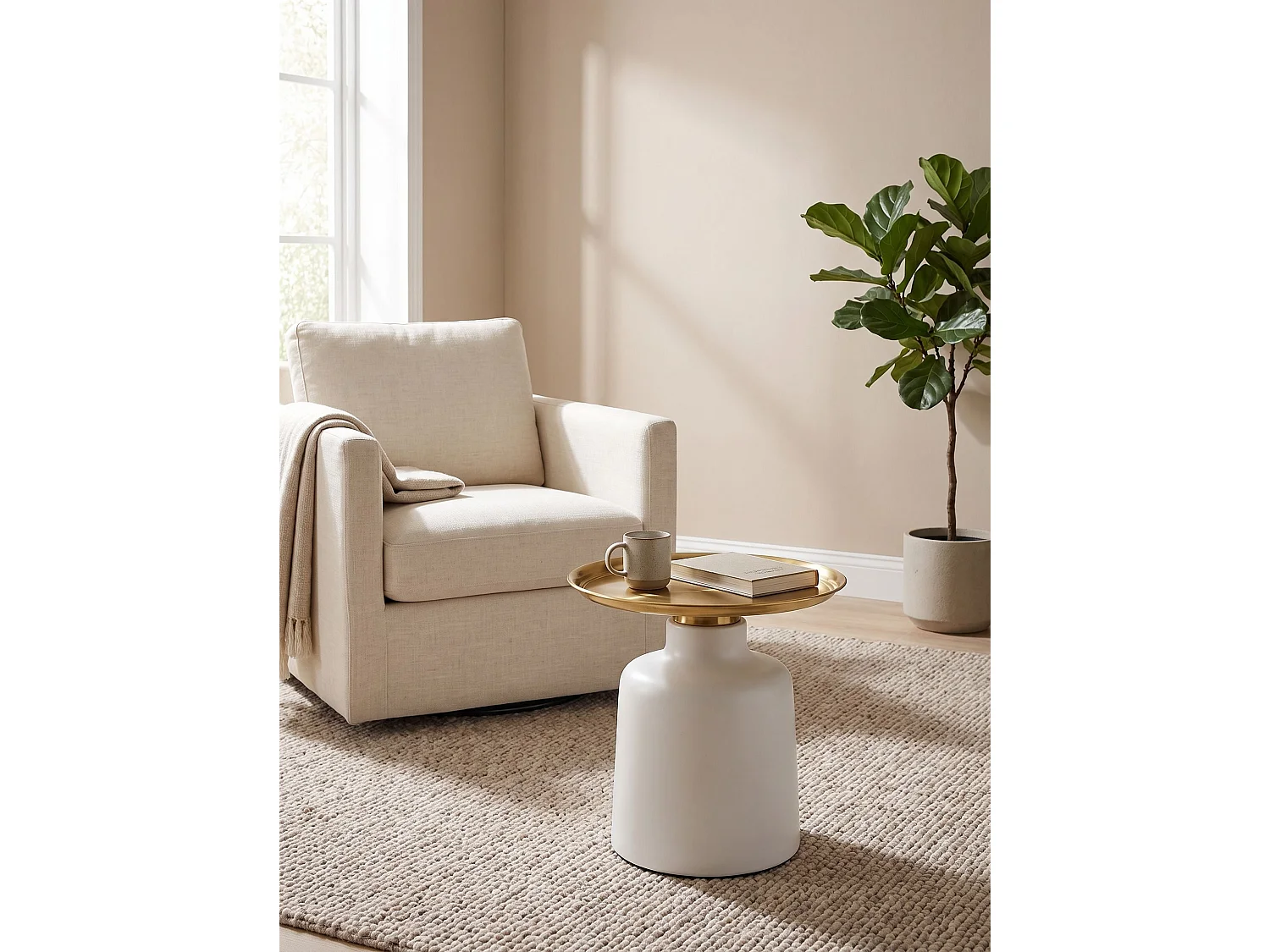 Side Table DOVE Metal White/ Gold
