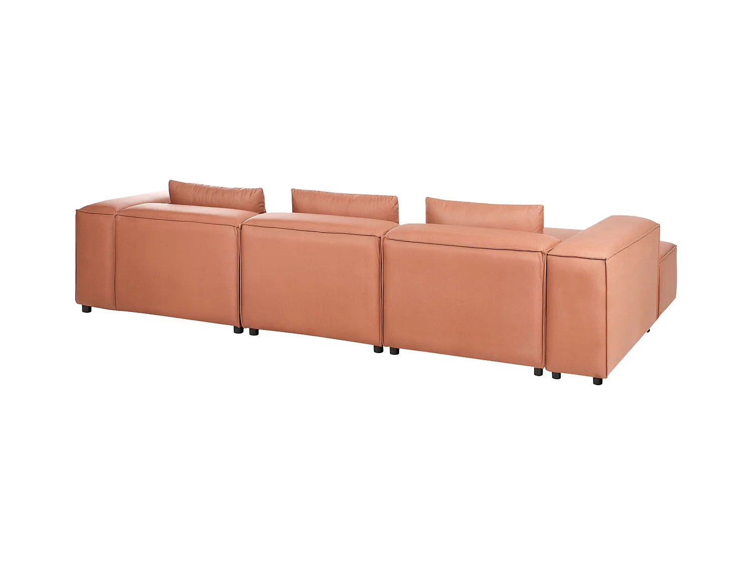 Canapé d'Angle à gauche Moderne 4 Places Modulable en Cuir PU avec Accoudoirs Marron Doré Brande