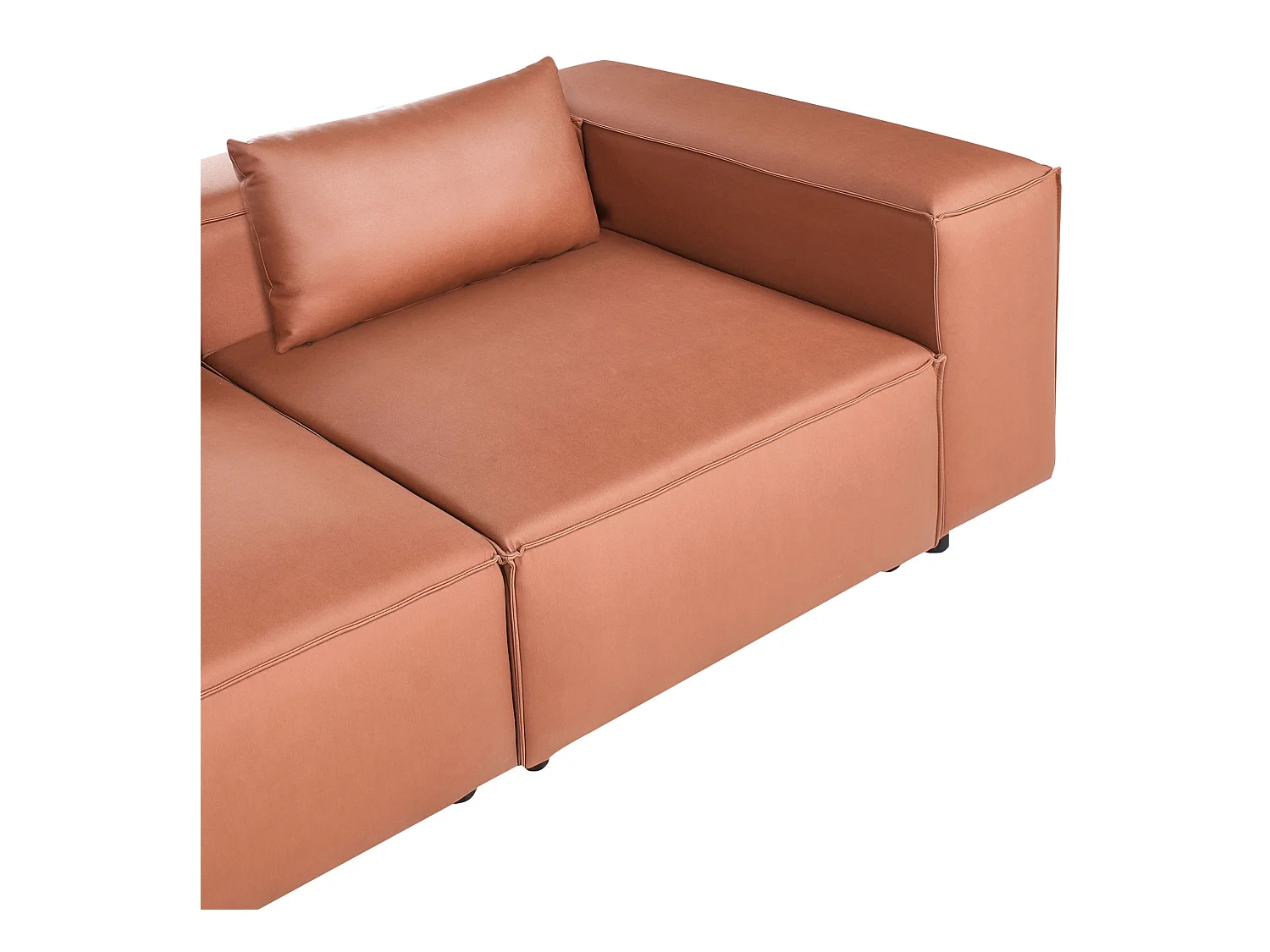 Canapé d'Angle à gauche Moderne 4 Places Modulable en Cuir PU avec Accoudoirs Marron Doré Brande
