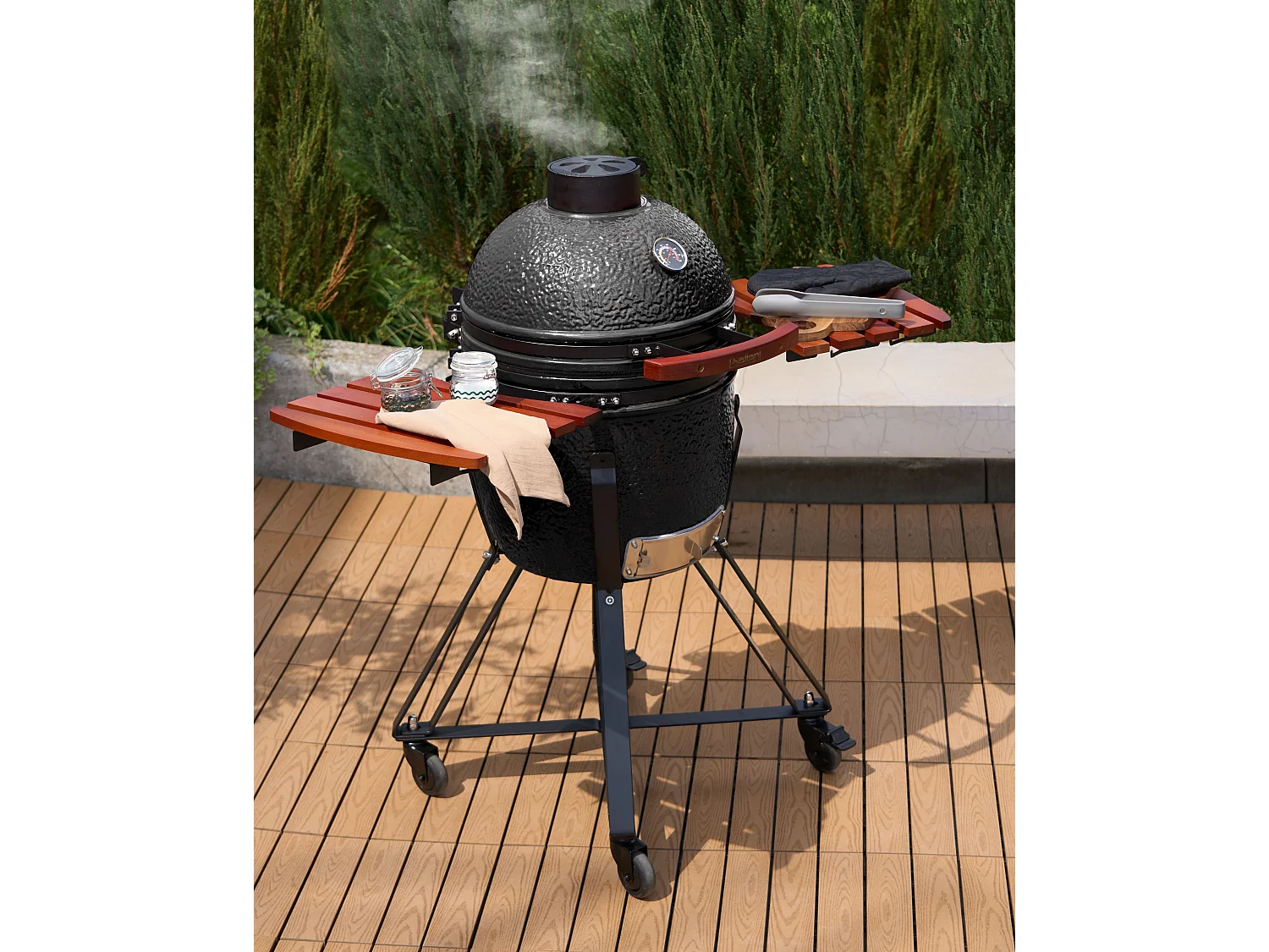 Gril à charbon de bois KAMADO Céramique Noir