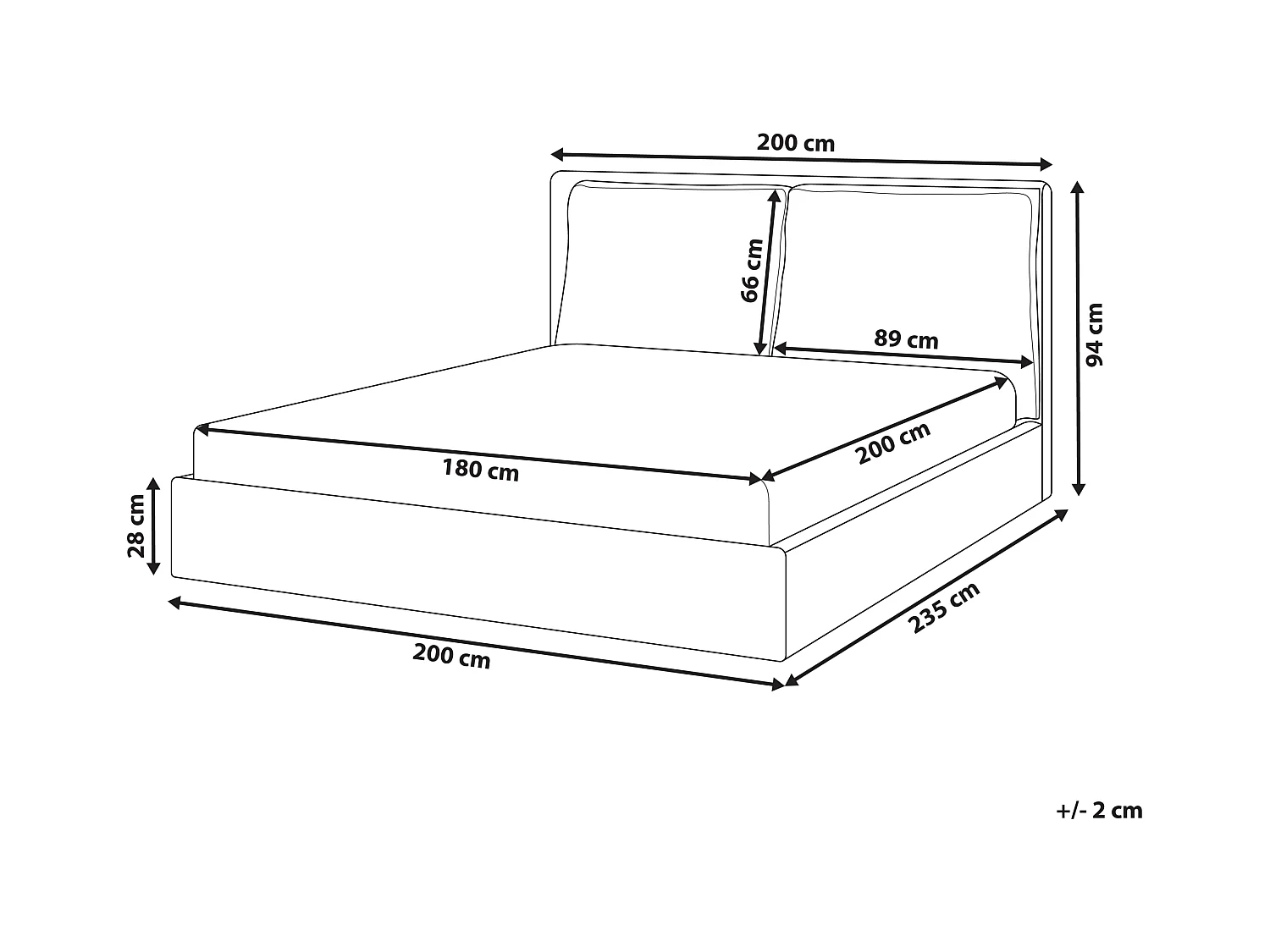 Lit avec sommier Tissu BAJONNA 180 x 200 cm Beige