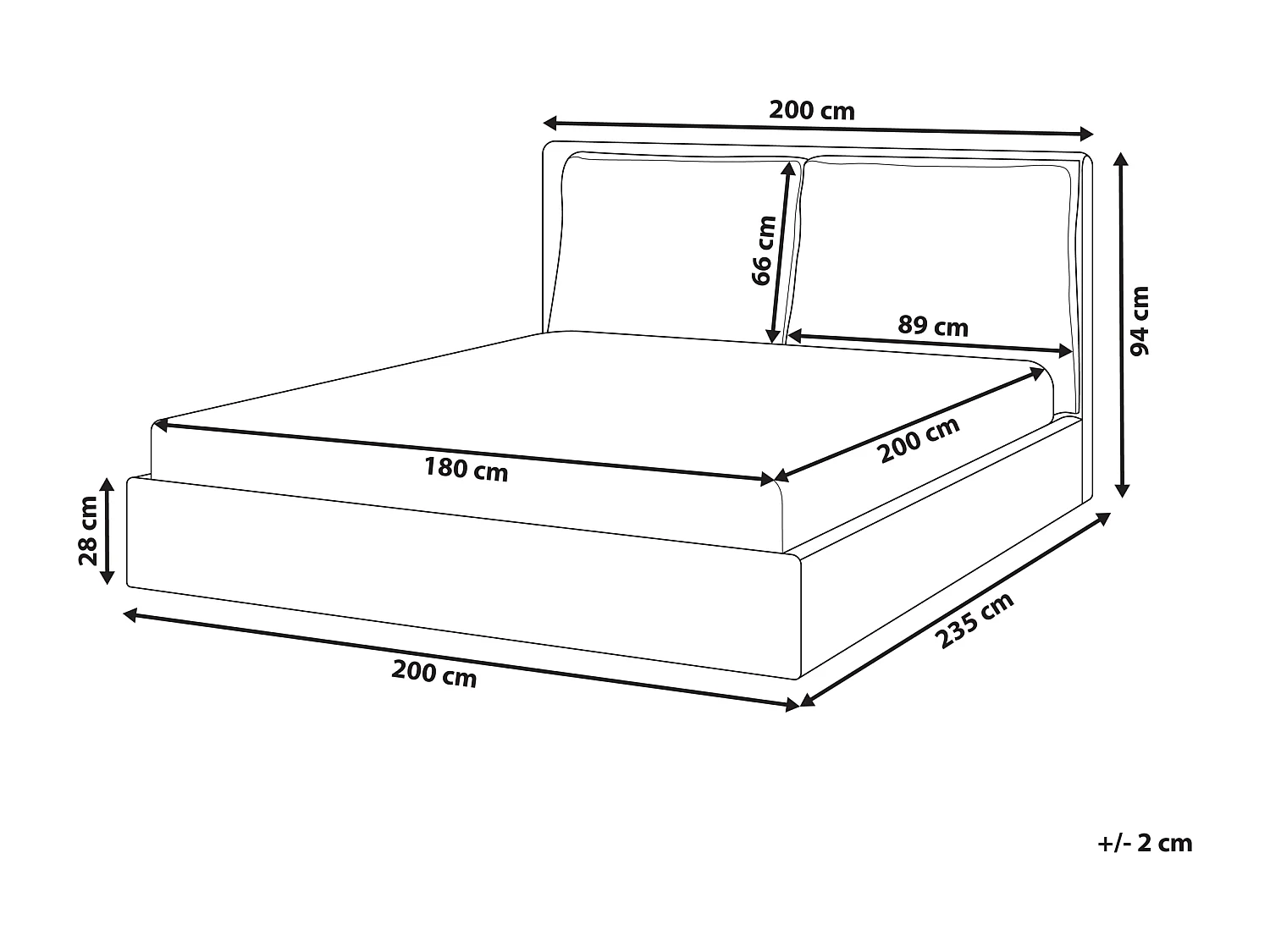 Lit avec sommier Tissu BAJONNA 180 x 200 cm Beige