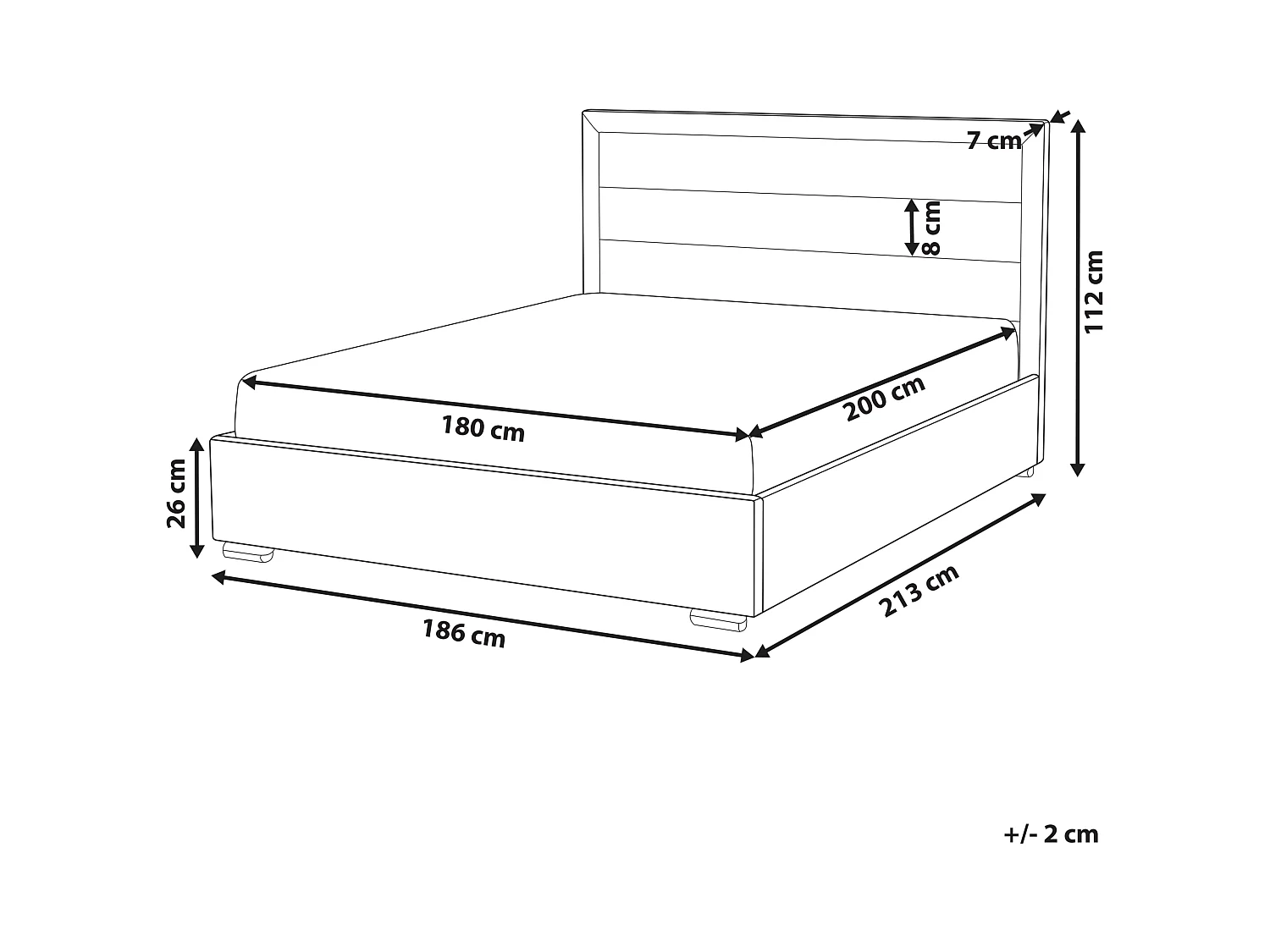 Lit avec sommier Tissu ROUEN 180 x 200 cm Beige clair