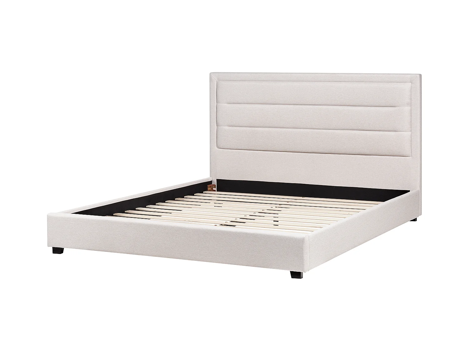 Lit avec sommier Tissu ROUEN 180 x 200 cm Beige clair