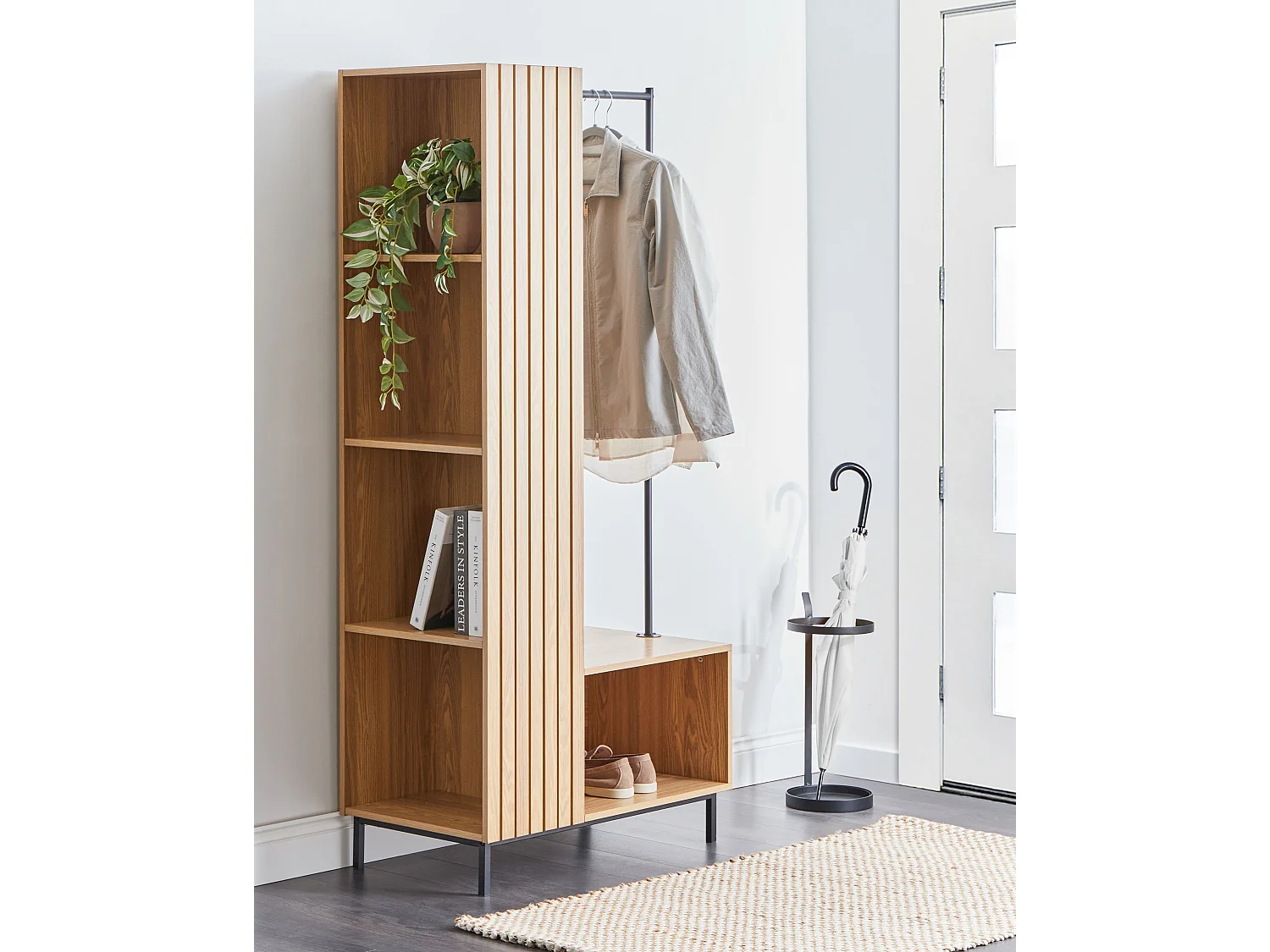 Penderie ouverte à 5 étagères LEANDRO Marron clair