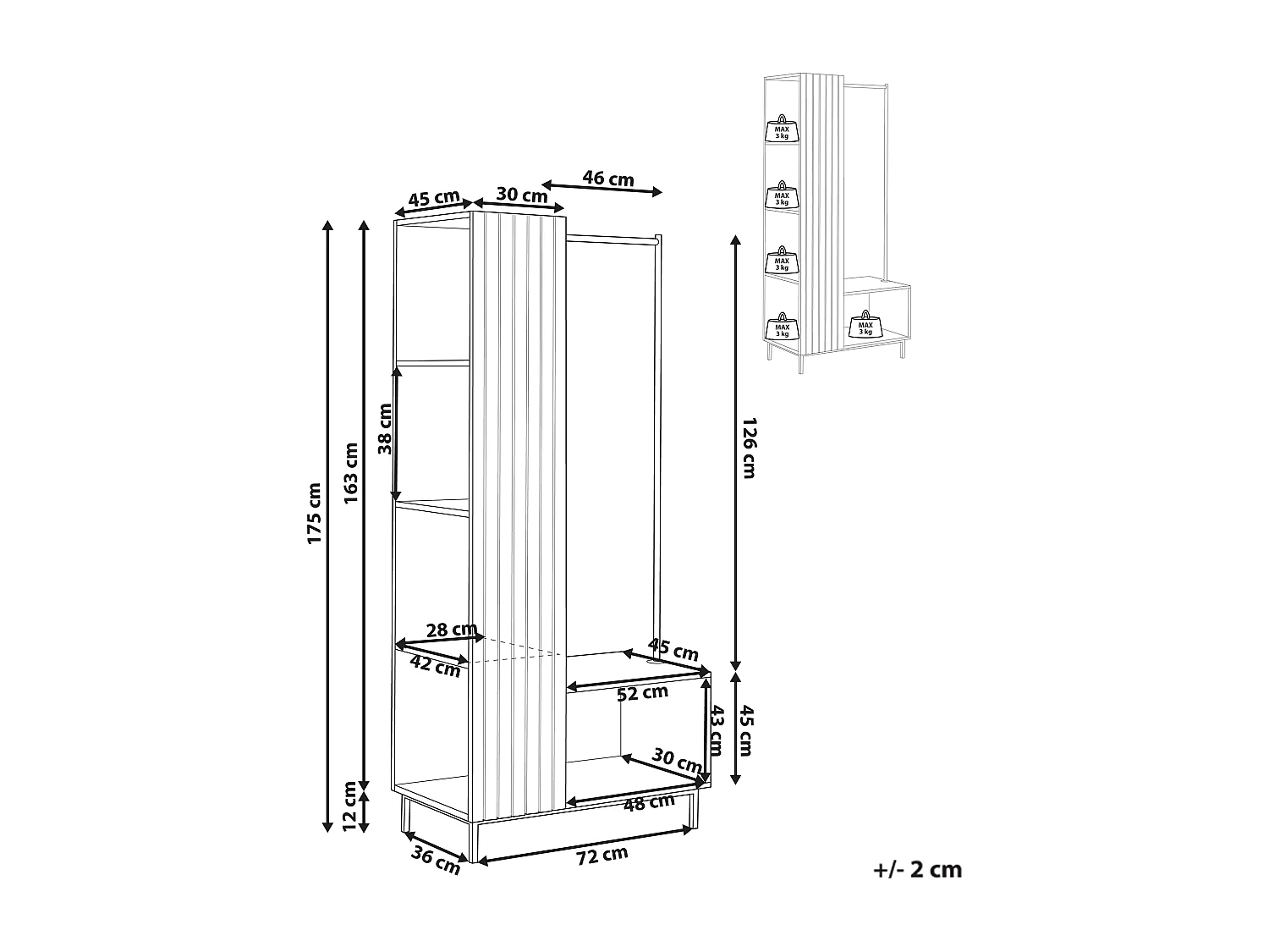 Penderie ouverte à 5 étagères LEANDRO Marron clair
