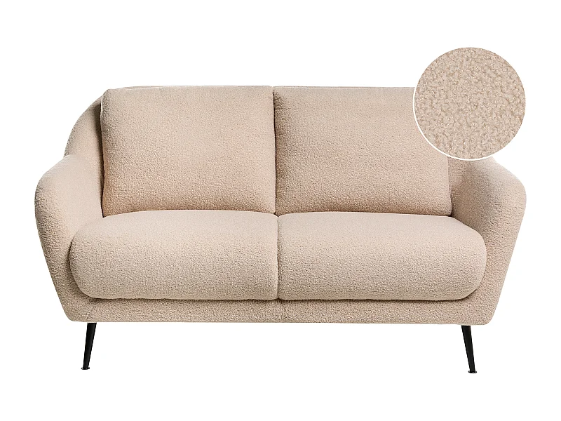 Canapé 2 places EIBY Bouclé Beige
