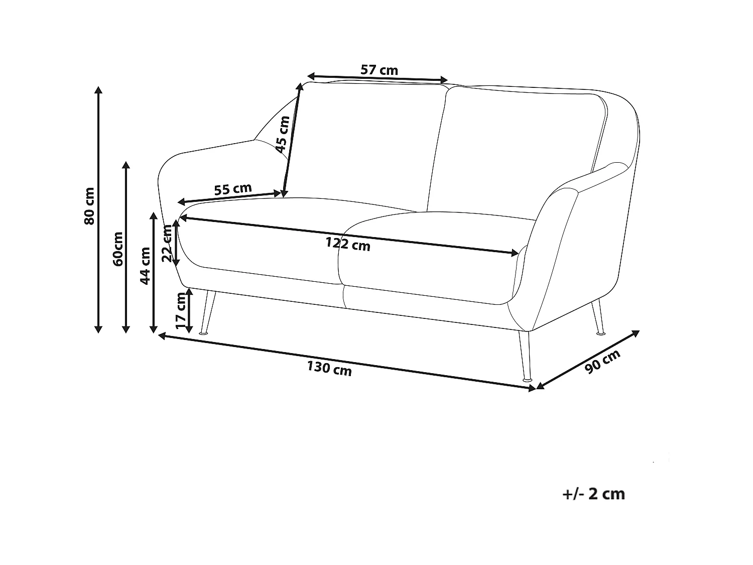Canapé 2 places EIBY Bouclé Beige