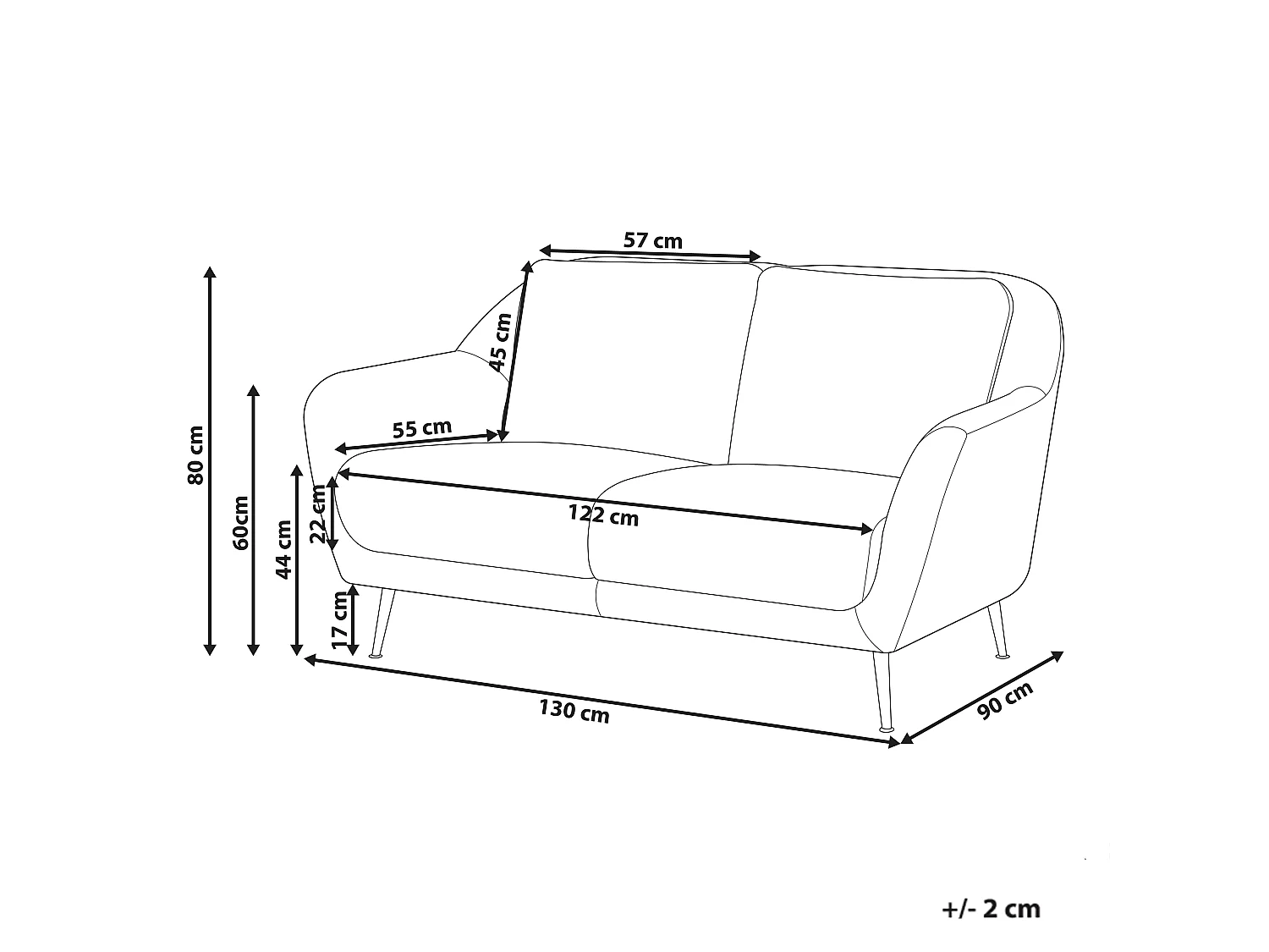 Sofa 2 Seater EIBY Boucle Beige