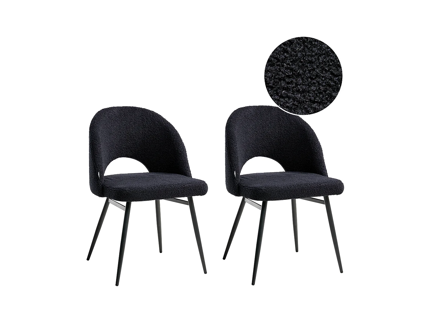 Lot de 2 chaises de salle à manger ONAGA Bouclé Noir