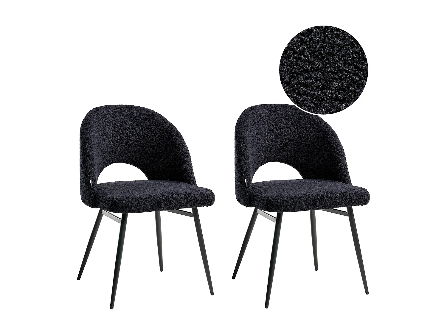Lot de 2 chaises de salle à manger ONAGA Bouclé Noir