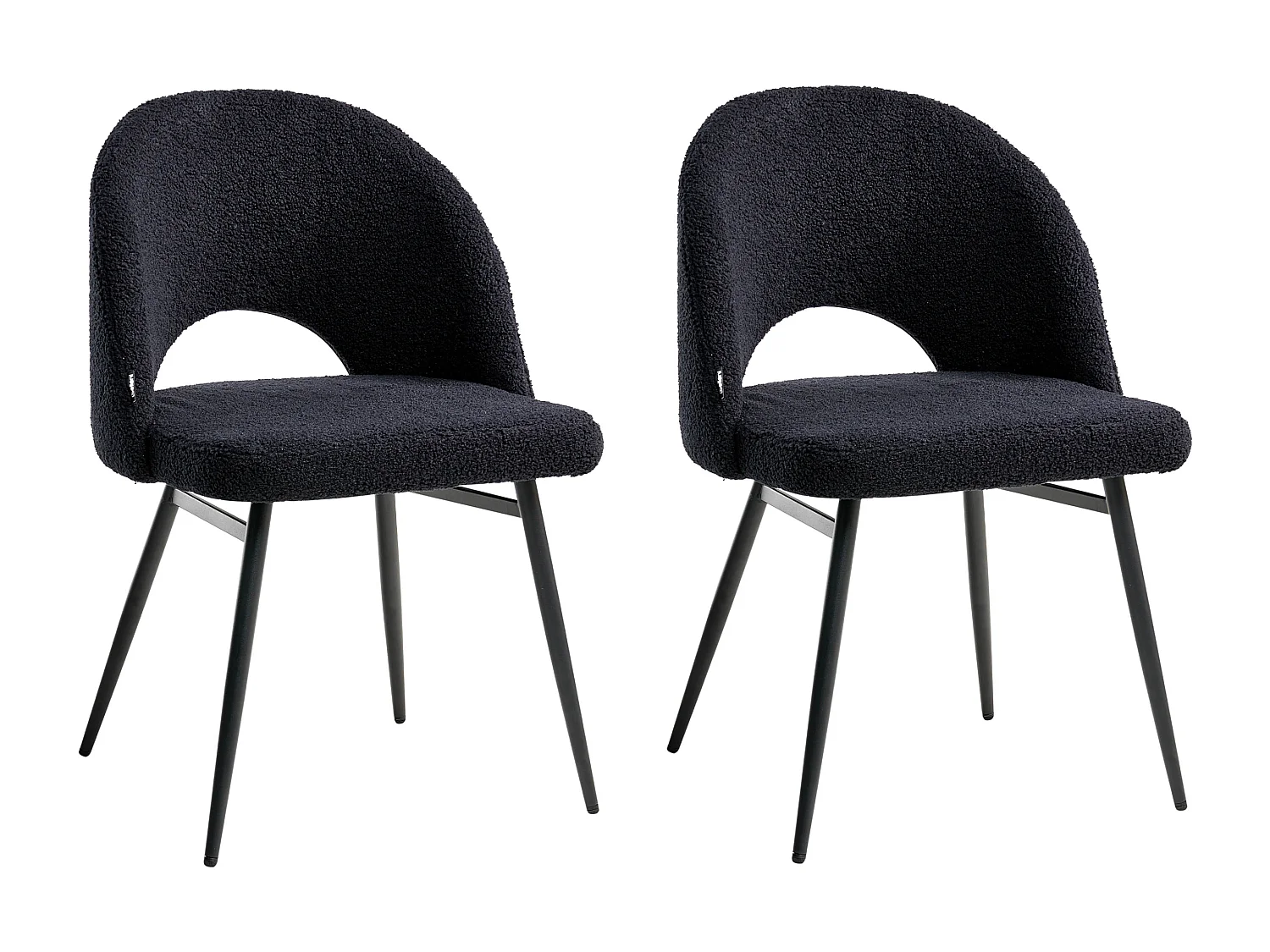 Lot de 2 chaises de salle à manger ONAGA Bouclé Noir