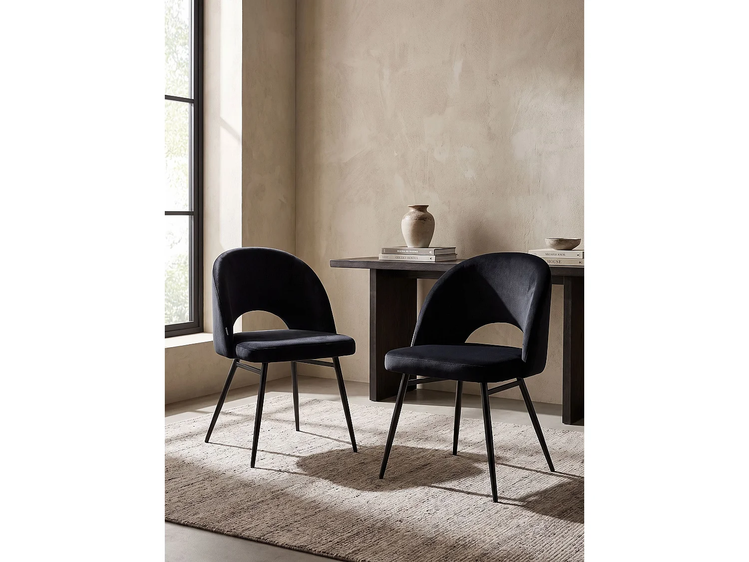 Lot de 2 chaises de salle à manger ONAGA Bouclé Noir