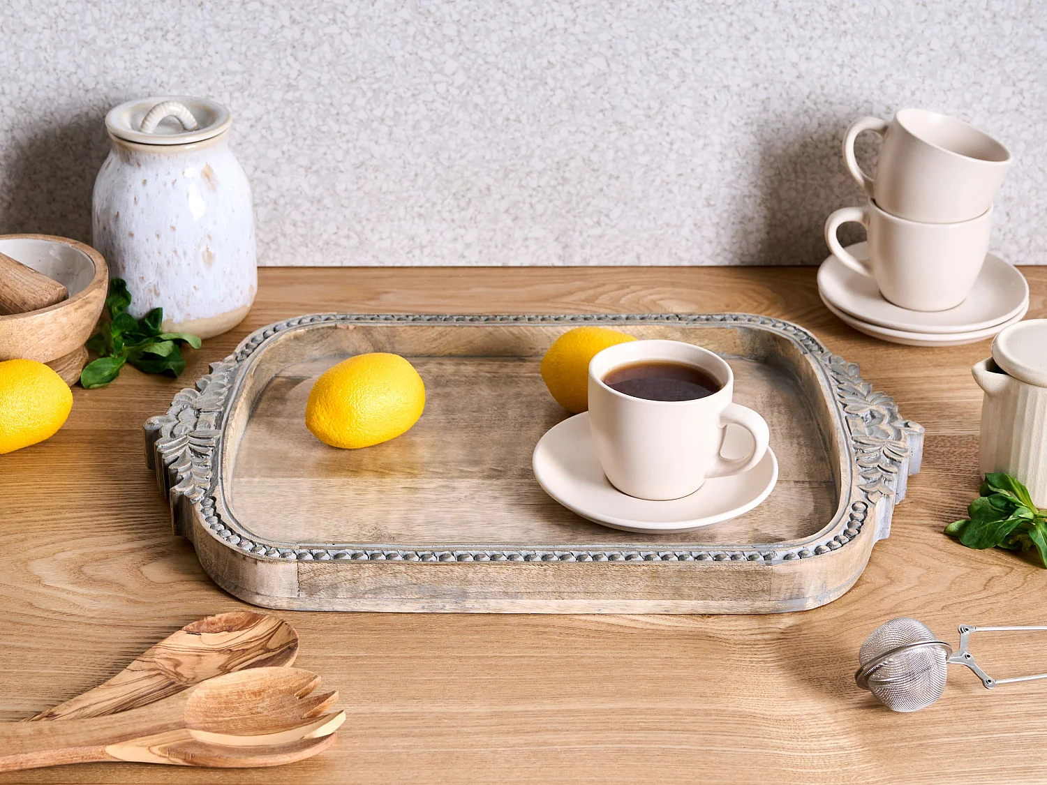 Plateau décoratif ASIUT Bois de manguier Marron clair