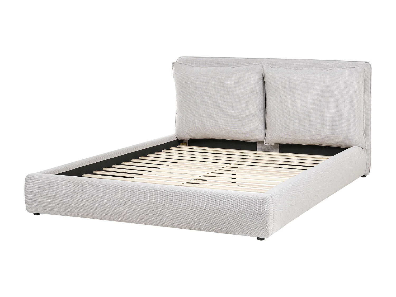 Lit avec sommier Tissu BAJONNA 160 x 200 cm Gris clair