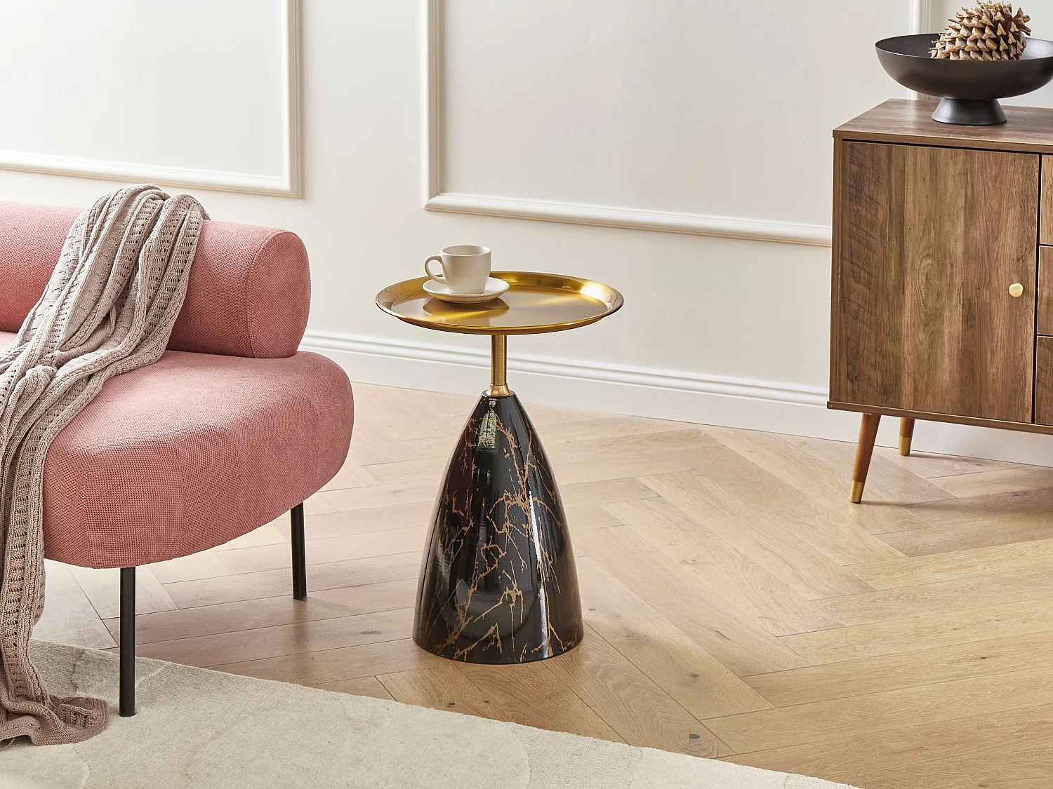 Table d'appoint STORM Métal Marbre/doré