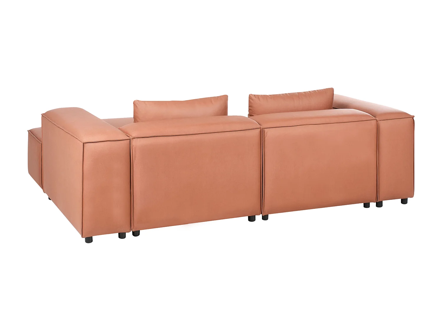 Canapé d'Angle à droite Modulable Moderne en Cuir PU 3 Places avec Pouf Rembourré Marron Doré Brande