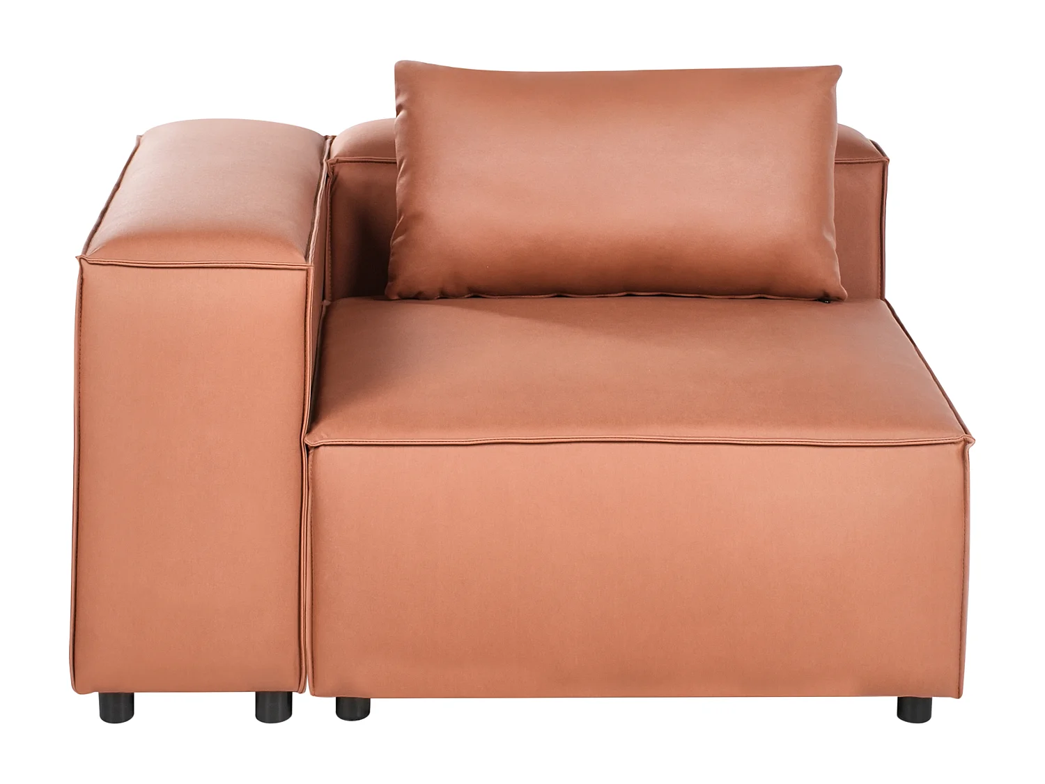 Canapé d'Angle à droite Modulable Moderne en Cuir PU 3 Places avec Pouf Rembourré Marron Doré Brande
