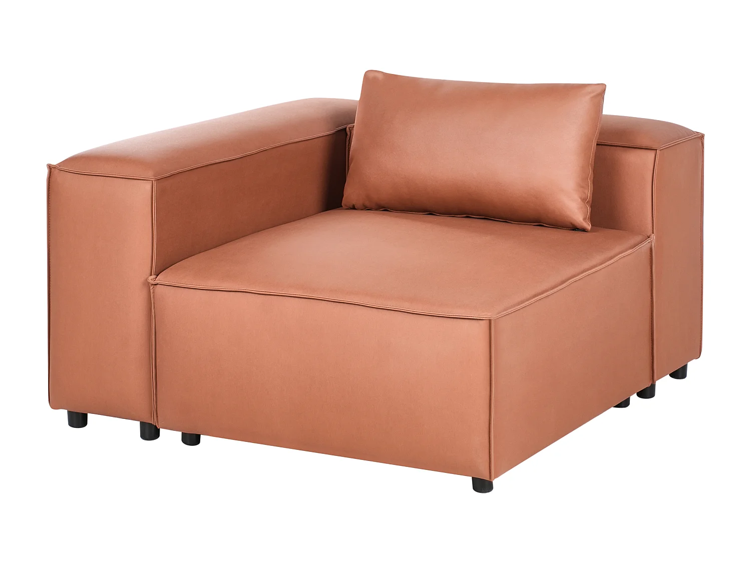 Canapé d'Angle à droite Modulable Moderne en Cuir PU 3 Places avec Pouf Rembourré Marron Doré Brande