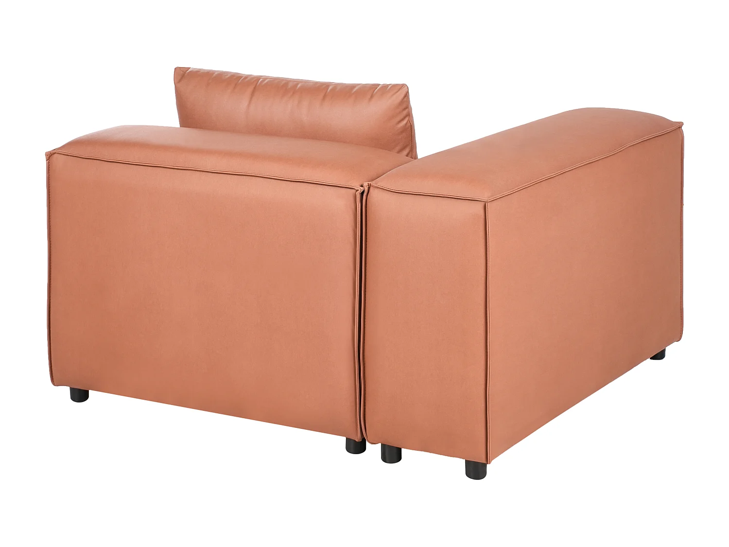 Canapé d'Angle à droite Modulable Moderne en Cuir PU 3 Places avec Pouf Rembourré Marron Doré Brande