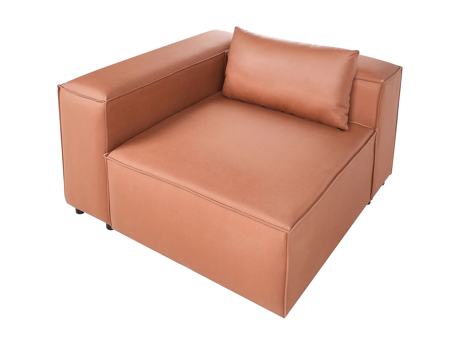 Canapé d'Angle à droite Modulable Moderne en Cuir PU 3 Places avec Pouf Rembourré Marron Doré Brande