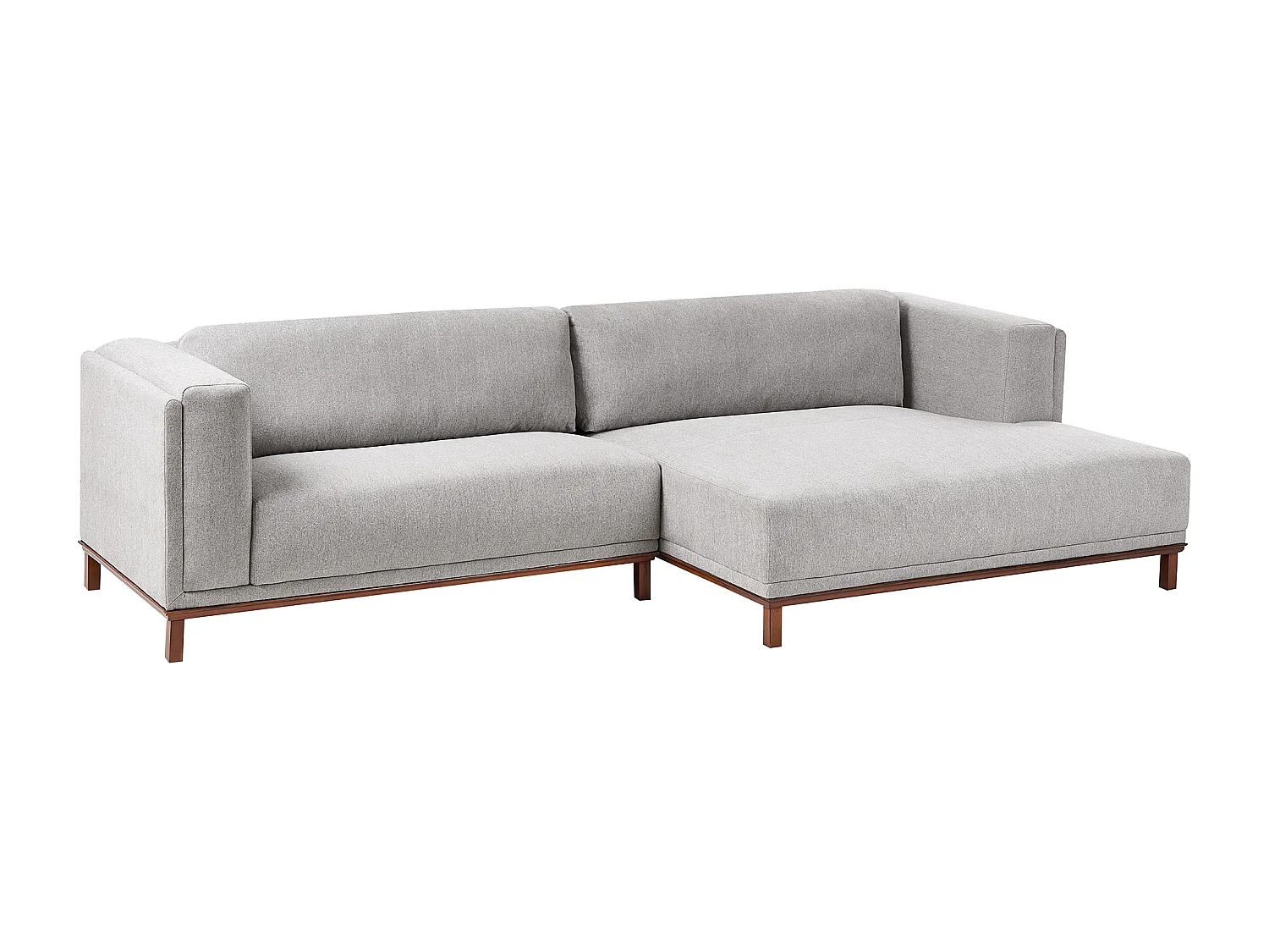 Canapé d'Angle à droite 4 Places Moderne en Tissu Pieds en Bois avec Accoudoirs Gris Veng