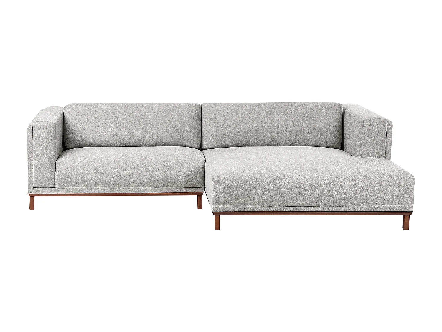 Canapé d'Angle à droite 4 Places Moderne en Tissu Pieds en Bois avec Accoudoirs Gris Veng