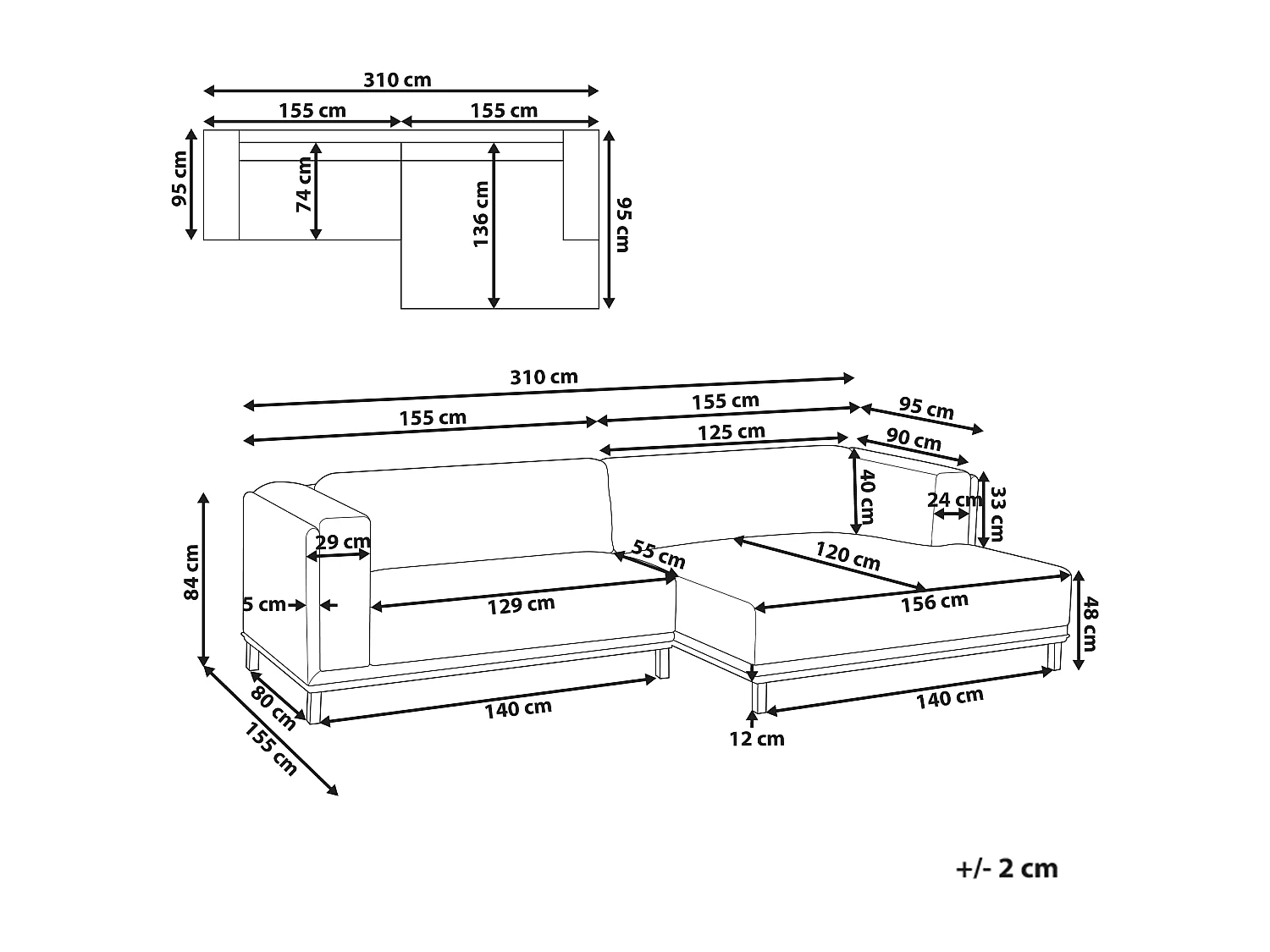 Canapé d'Angle à droite 4 Places Moderne en Tissu Pieds en Bois avec Accoudoirs Gris Veng