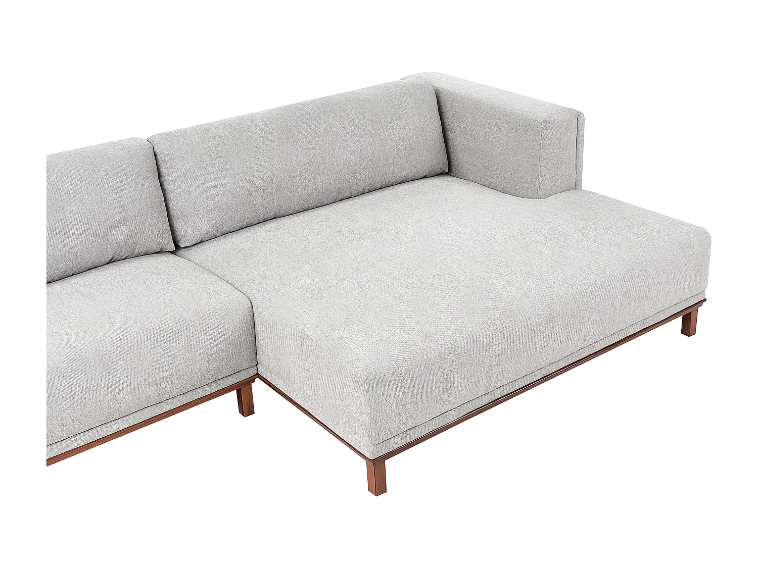 Canapé d'Angle à Gauche 4 Places Moderne en Tissu Pieds en Bois avec Accoudoirs Gris Veng