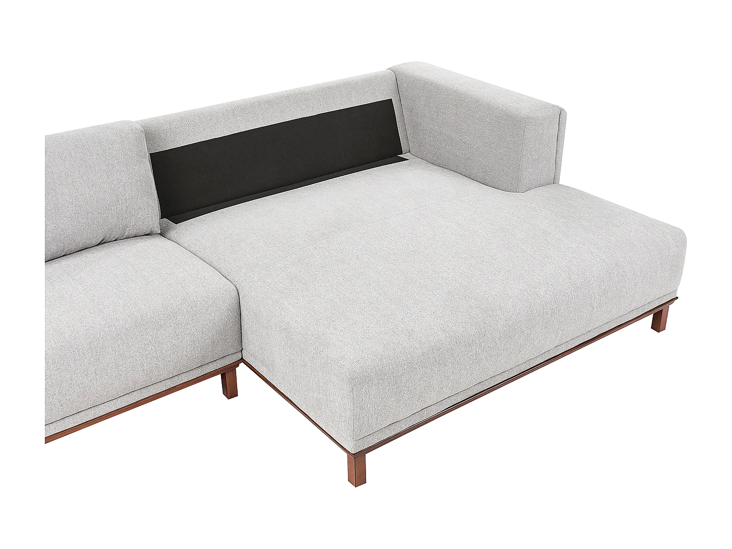 Canapé d'Angle à Gauche 4 Places Moderne en Tissu Pieds en Bois avec Accoudoirs Gris Veng