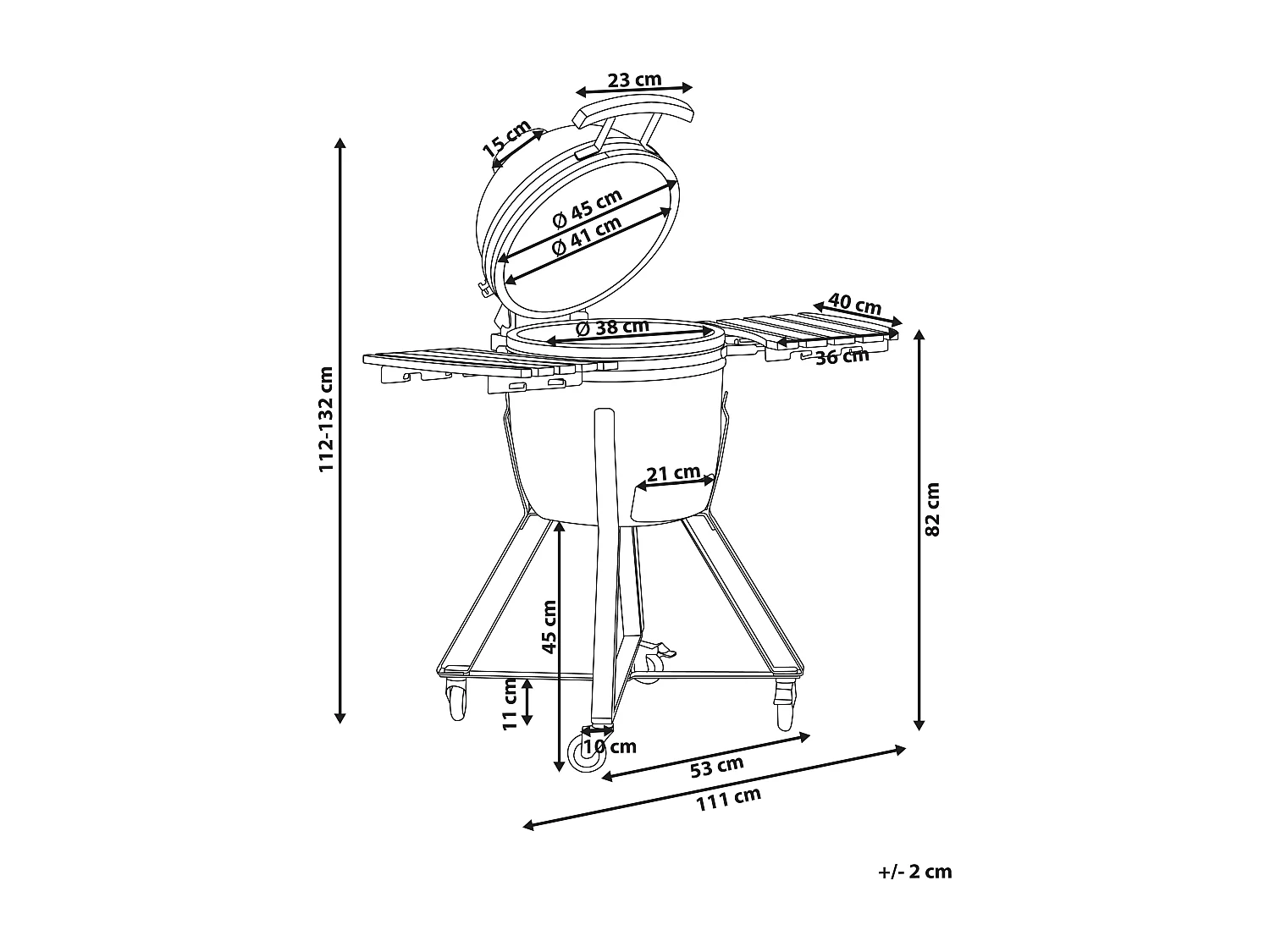 Gril à charbon de bois KAMADO Céramique Rouge