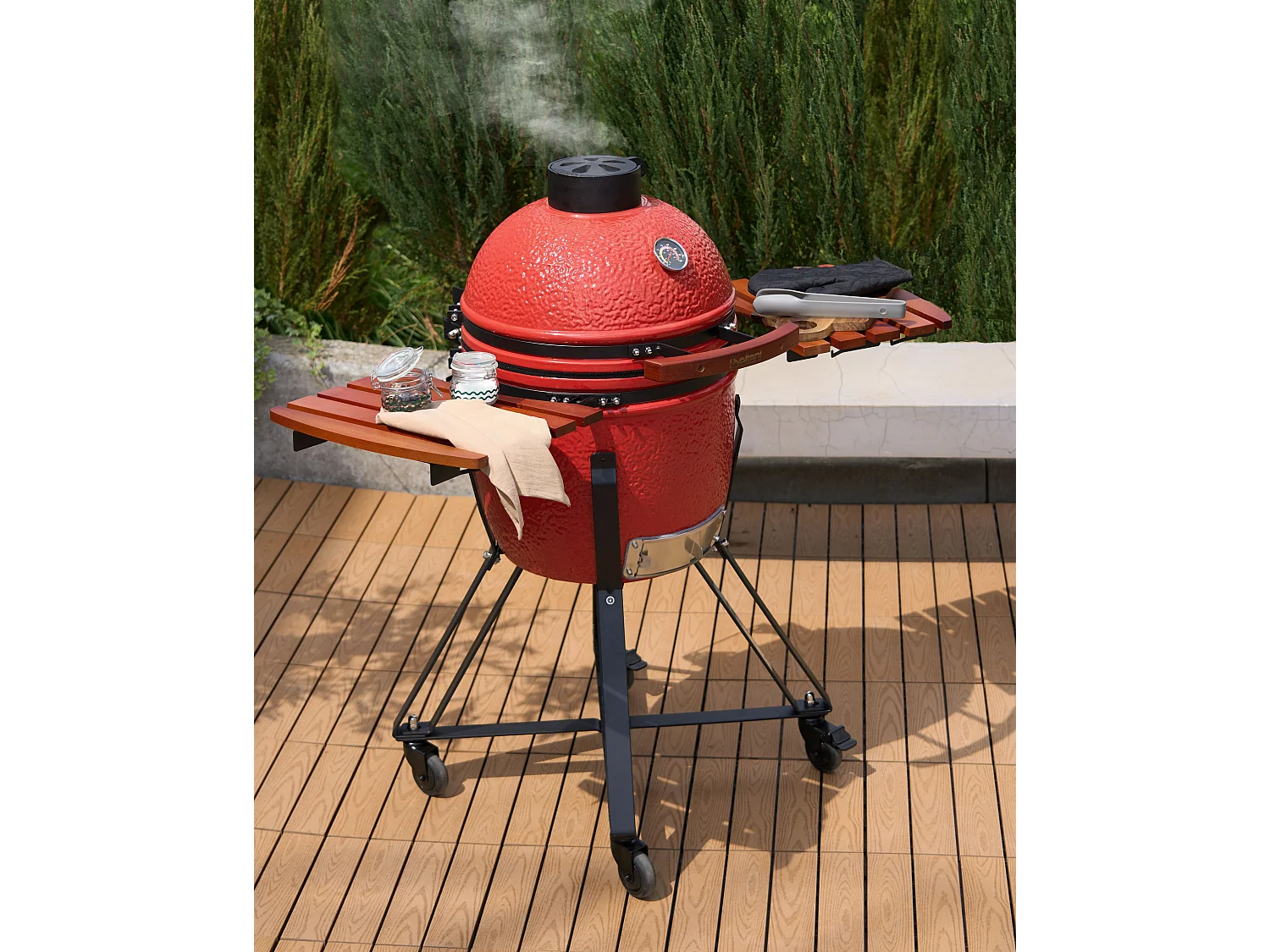 Gril à charbon de bois KAMADO Céramique Rouge