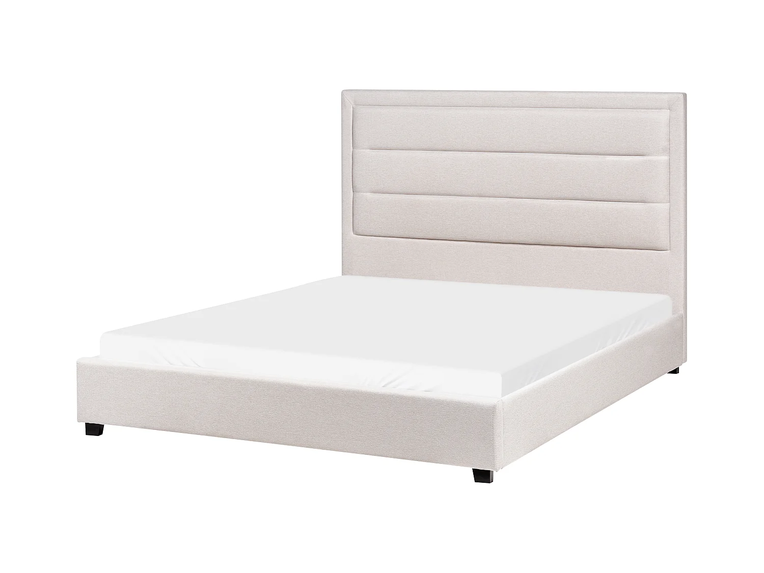 Lit avec sommier Tissu ROUEN 140 x 200 cm Beige clair