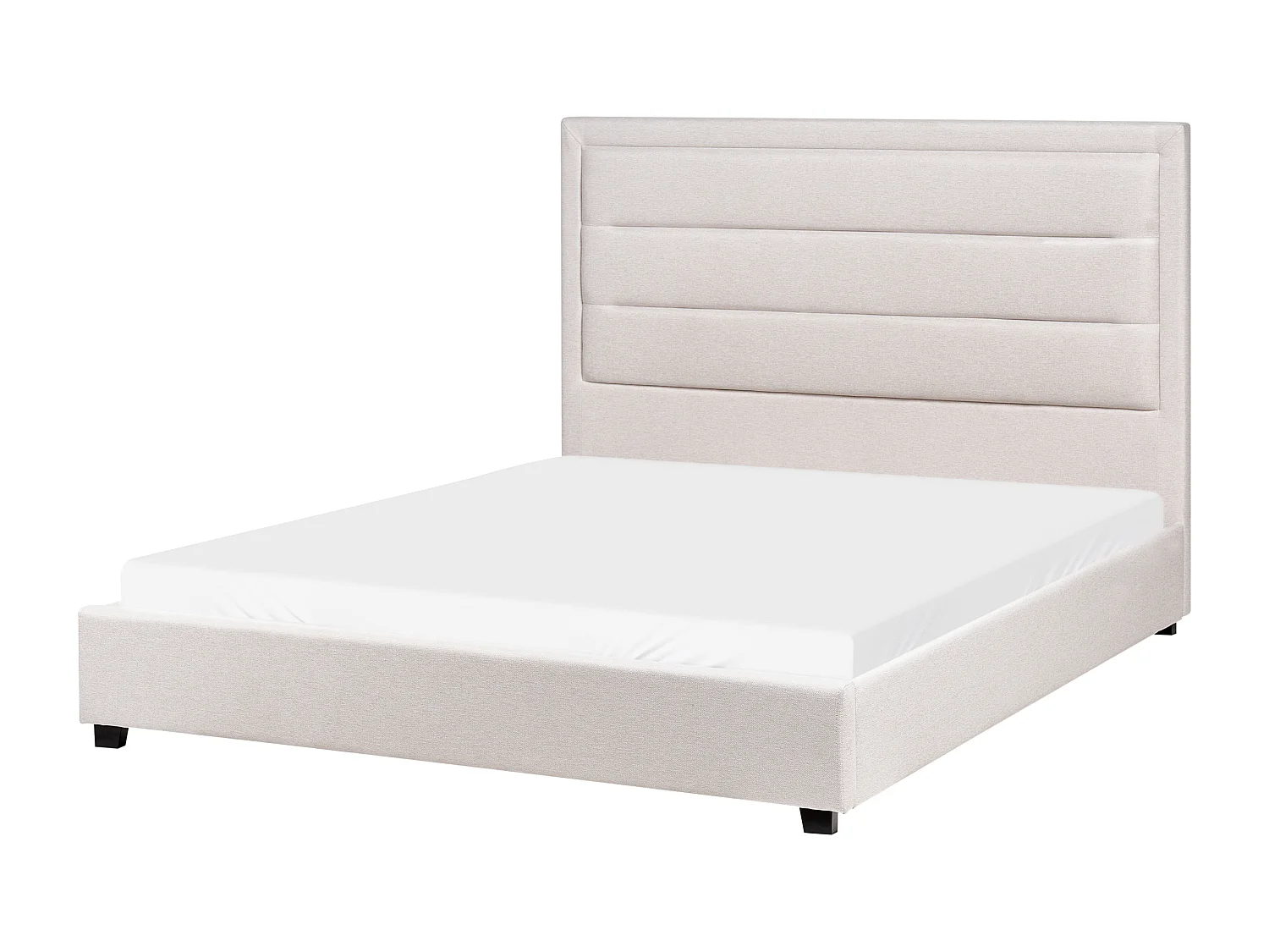 Lit avec sommier Tissu ROUEN 140 x 200 cm Beige clair