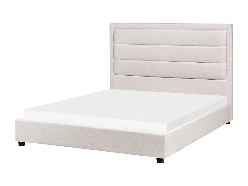 Lit avec sommier Tissu ROUEN 140 x 200 cm Beige clair