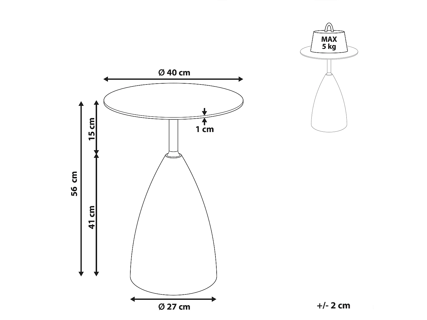 Table d'appoint WABBY Verre de sécurité Marbre blanc
