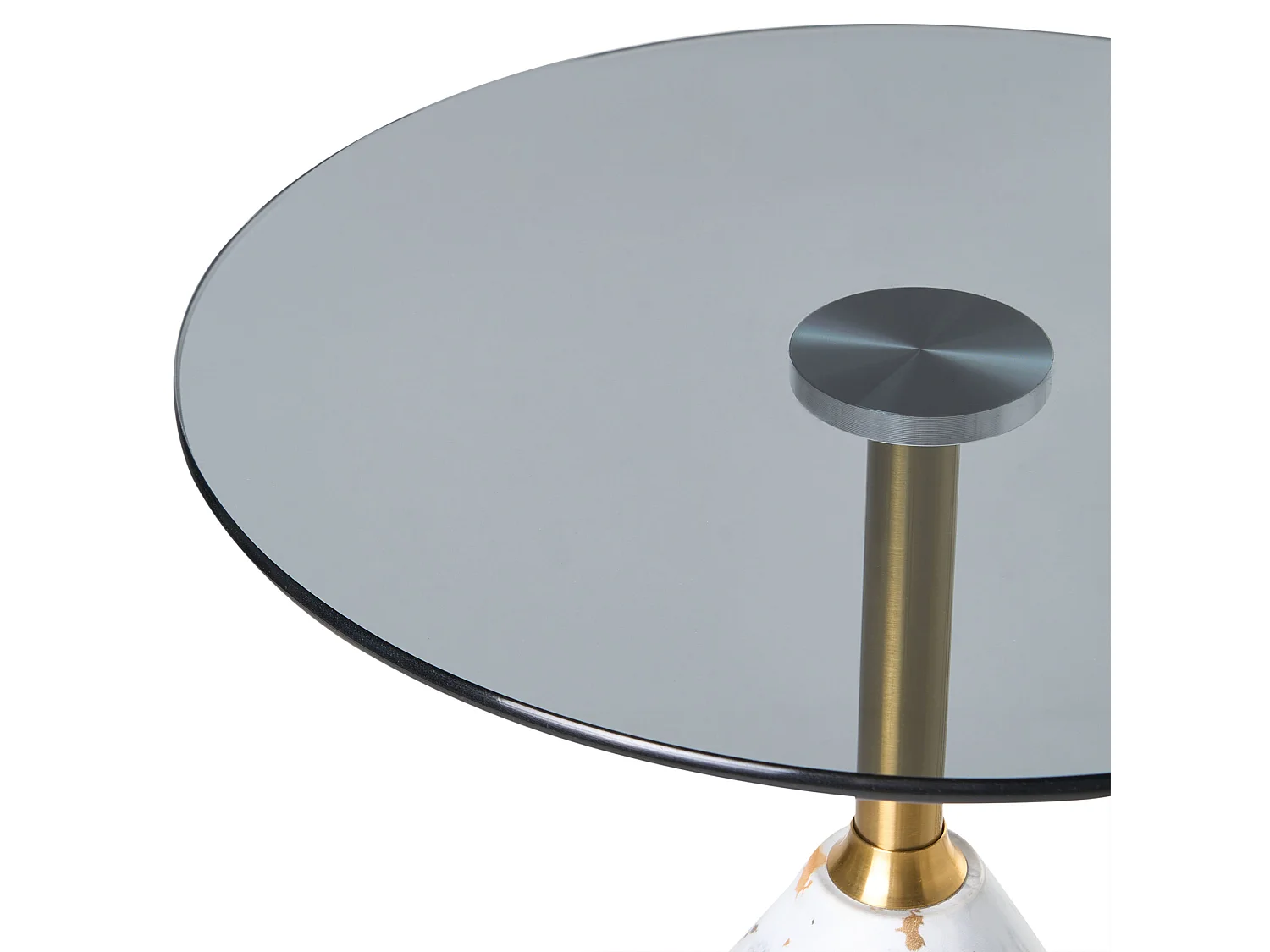 Side Table WABBY Tempered Glass White Marble