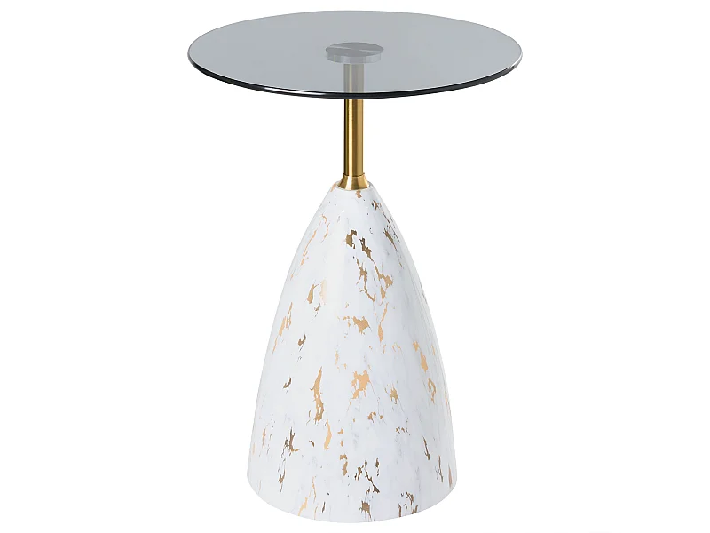 Table d'appoint WABBY Verre de sécurité Marbre blanc