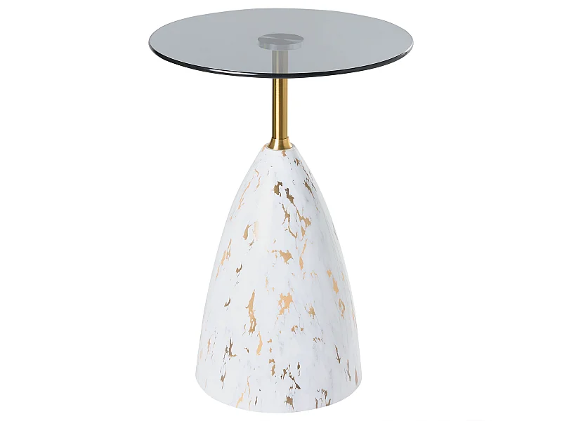 Table d\'appoint WABBY Verre de sécurité Marbre blanc