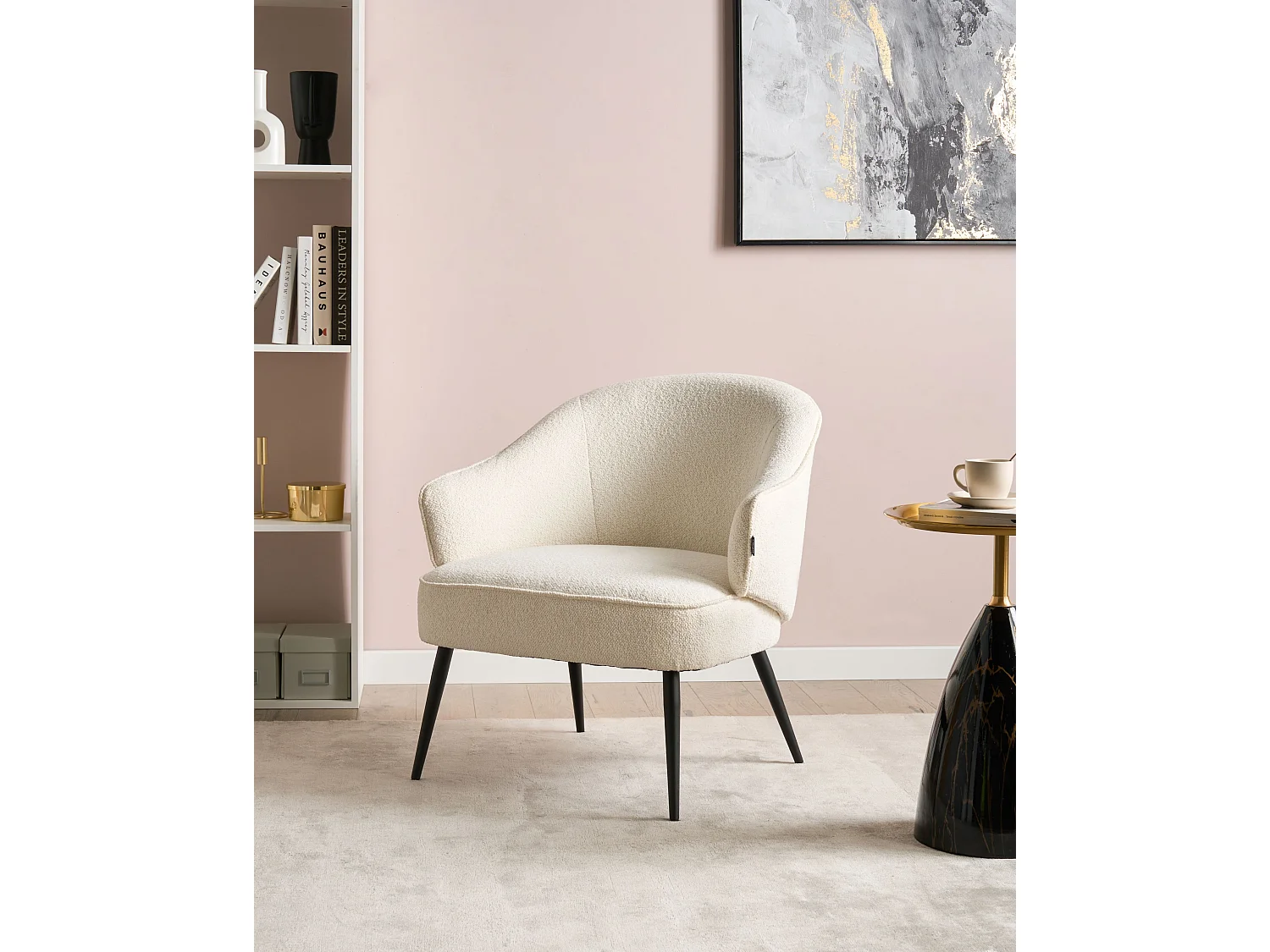 Fauteuil KAYLA Bouclé Blanc cassé
