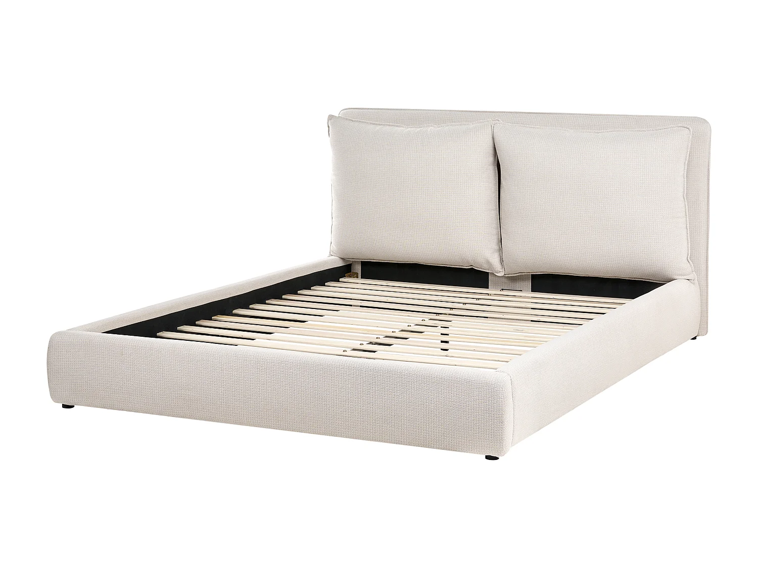 Lit avec sommier Tissu BAJONNA 160 x 200 cm Beige