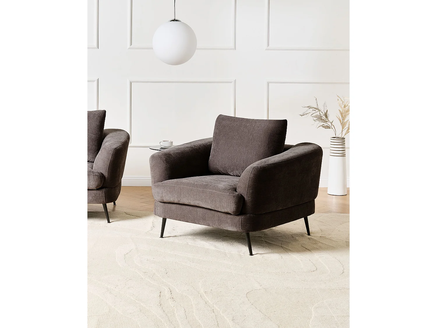 Fauteuil KJAER Tissu chenille Taupe