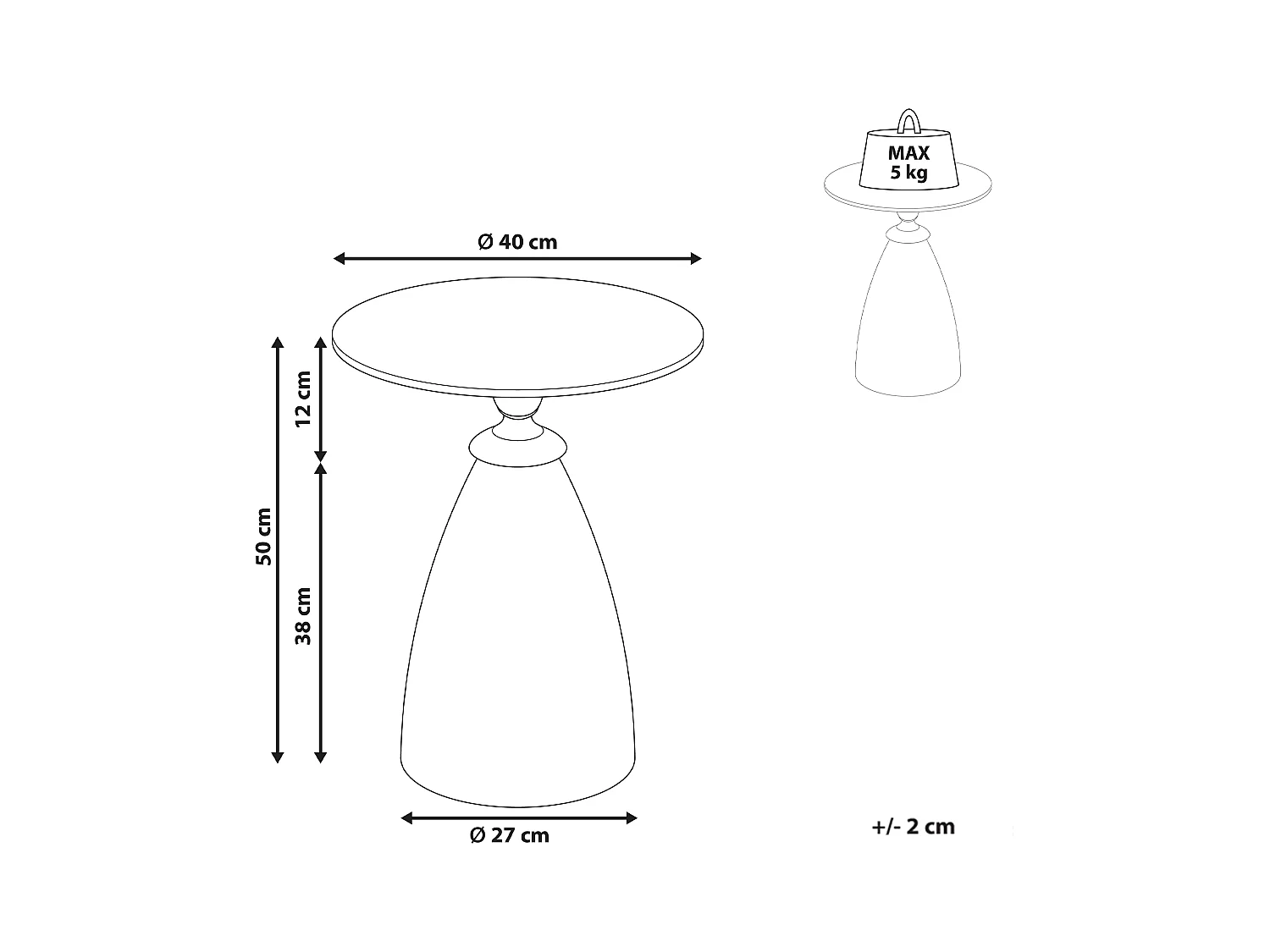 Table d'appoint CADY Verre de sécurité Marbre noir